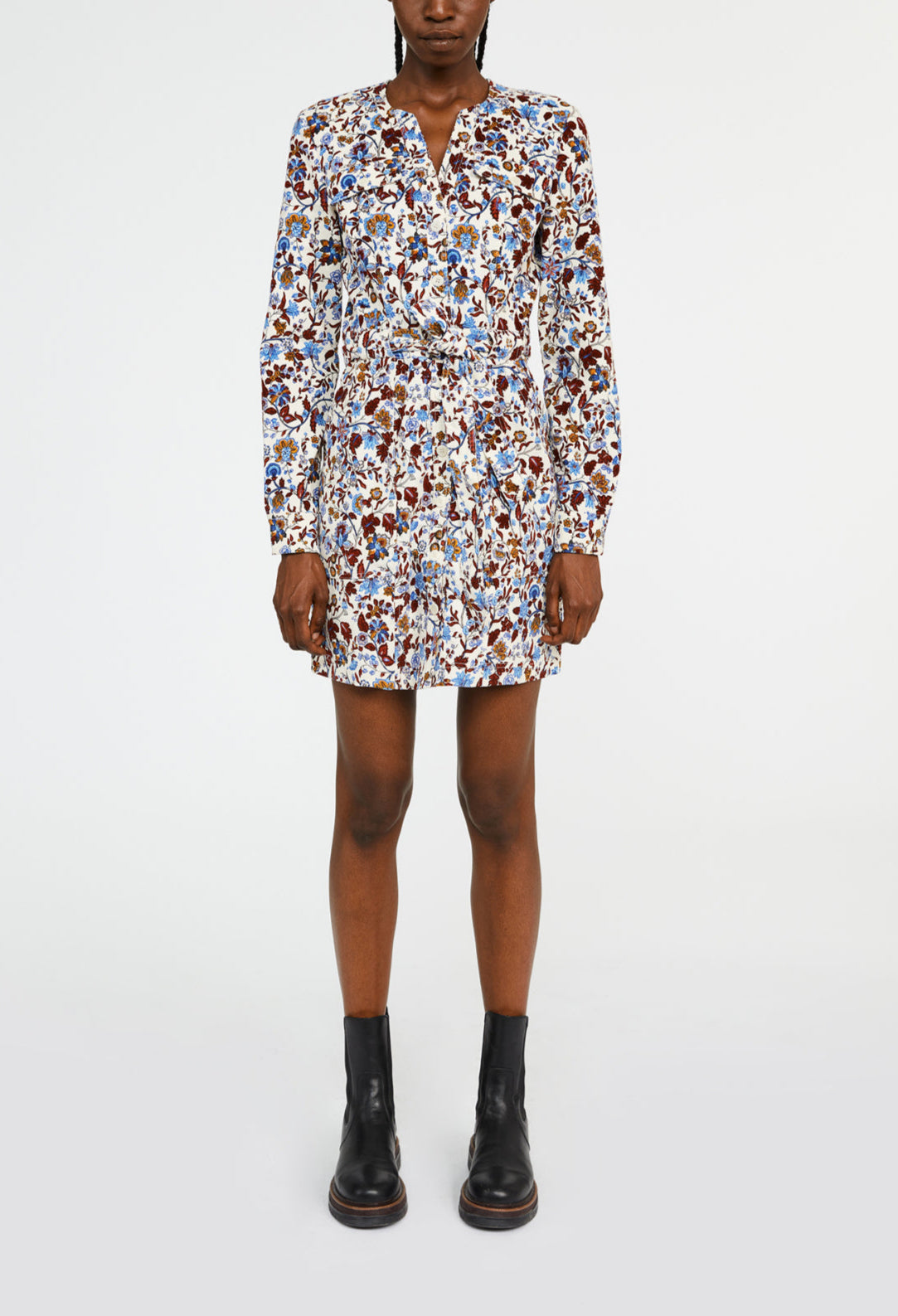 Robe courte imprimée fleurie coton Faume - seconde main