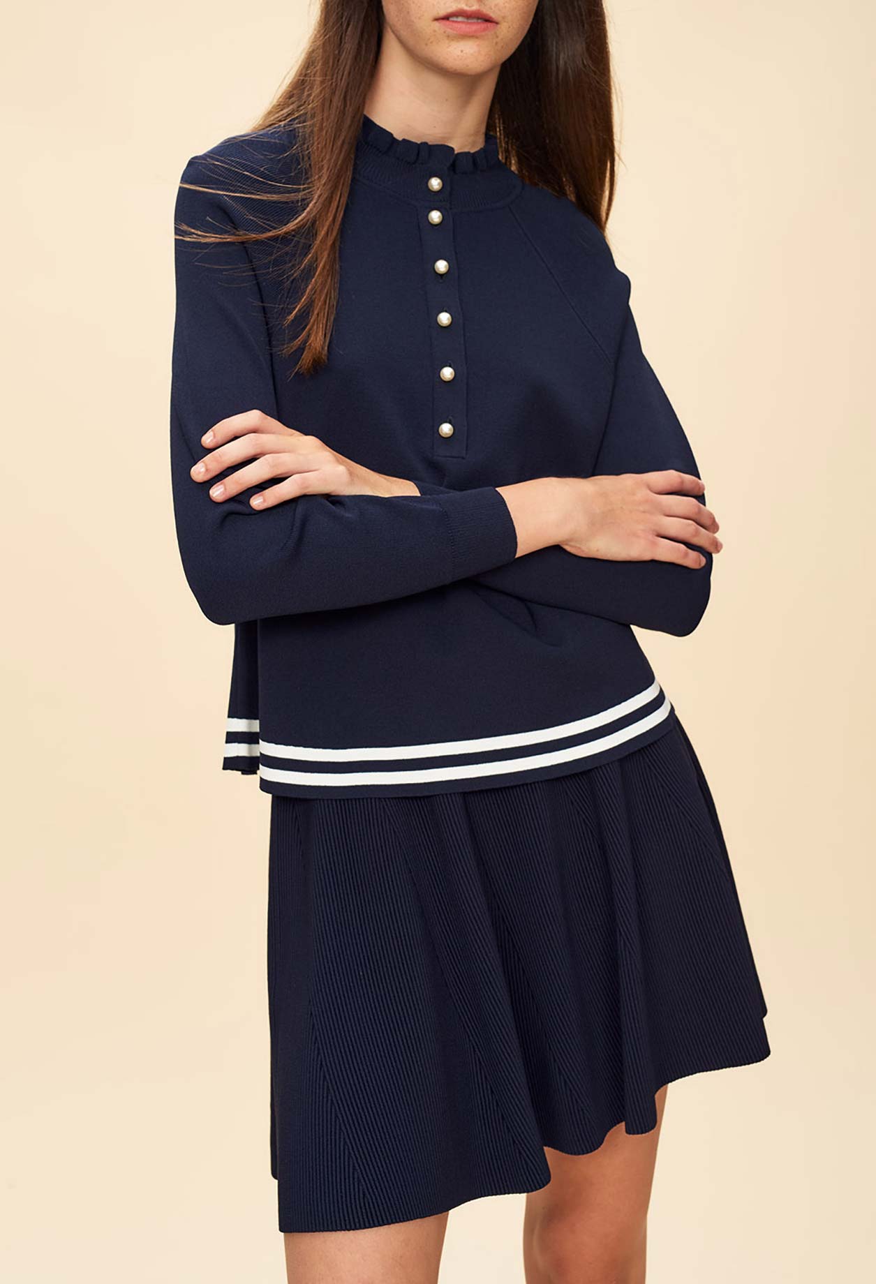 Pull col montant avec pate de boutonnage Faume - seconde main