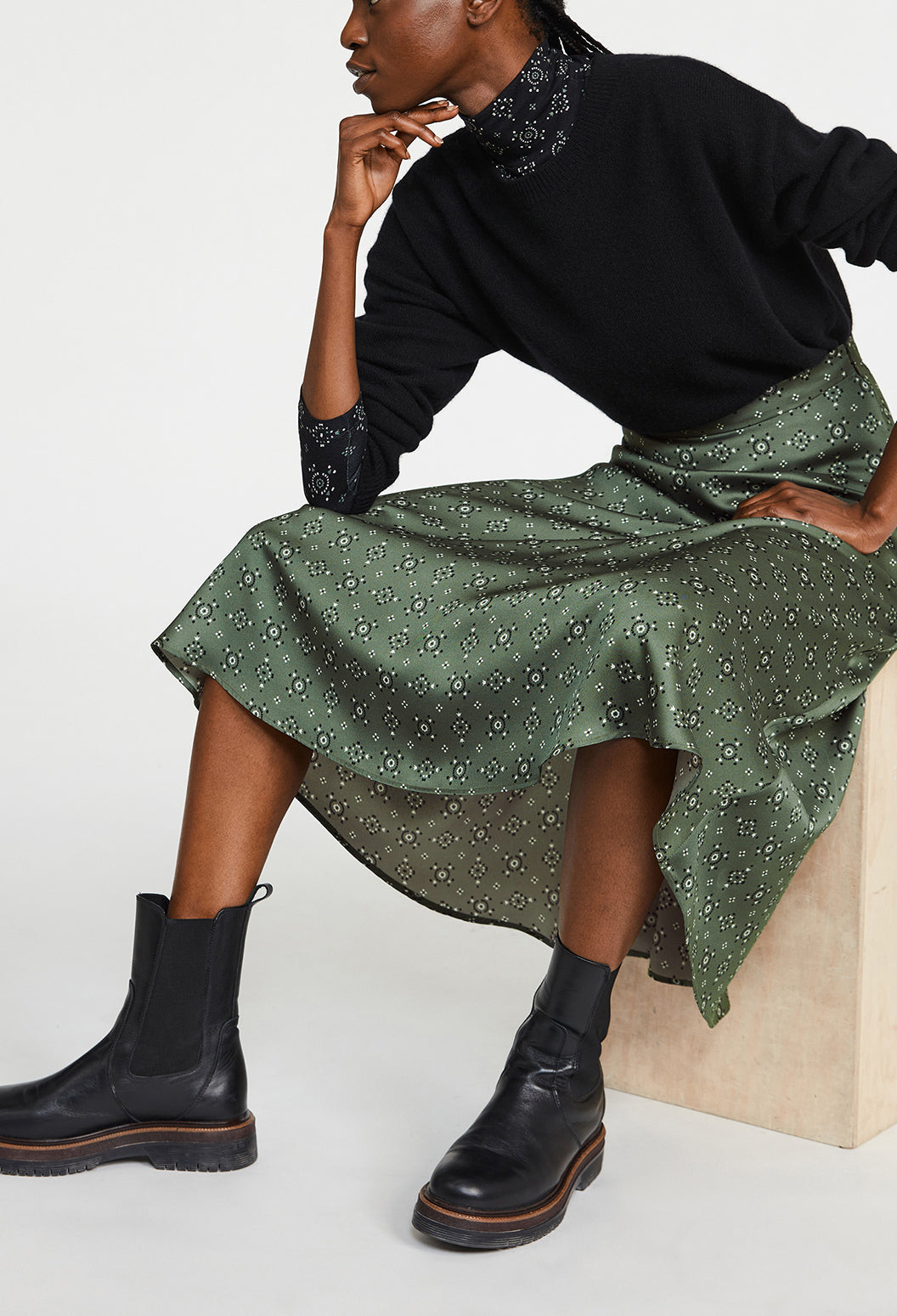 Jupe imprimée géométrique Faume - seconde main