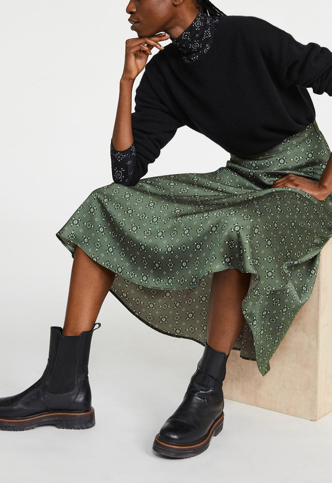 Jupe imprimée géométrique Faume - seconde main