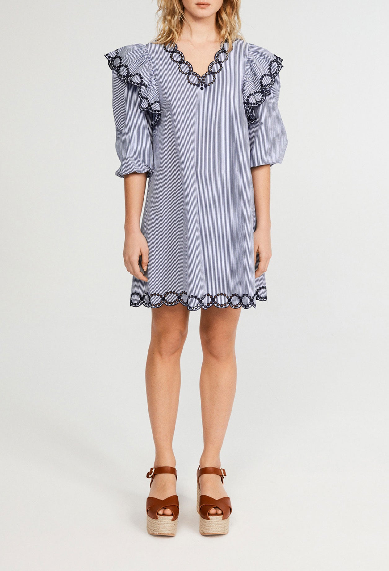 Robe trapèze brodée en coton biologique Faume - seconde main