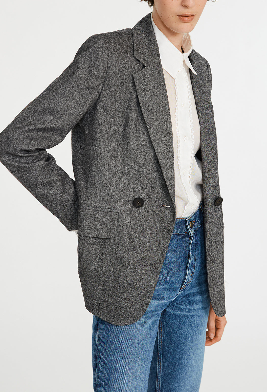 Veste tailleur gris chiné Faume - seconde main