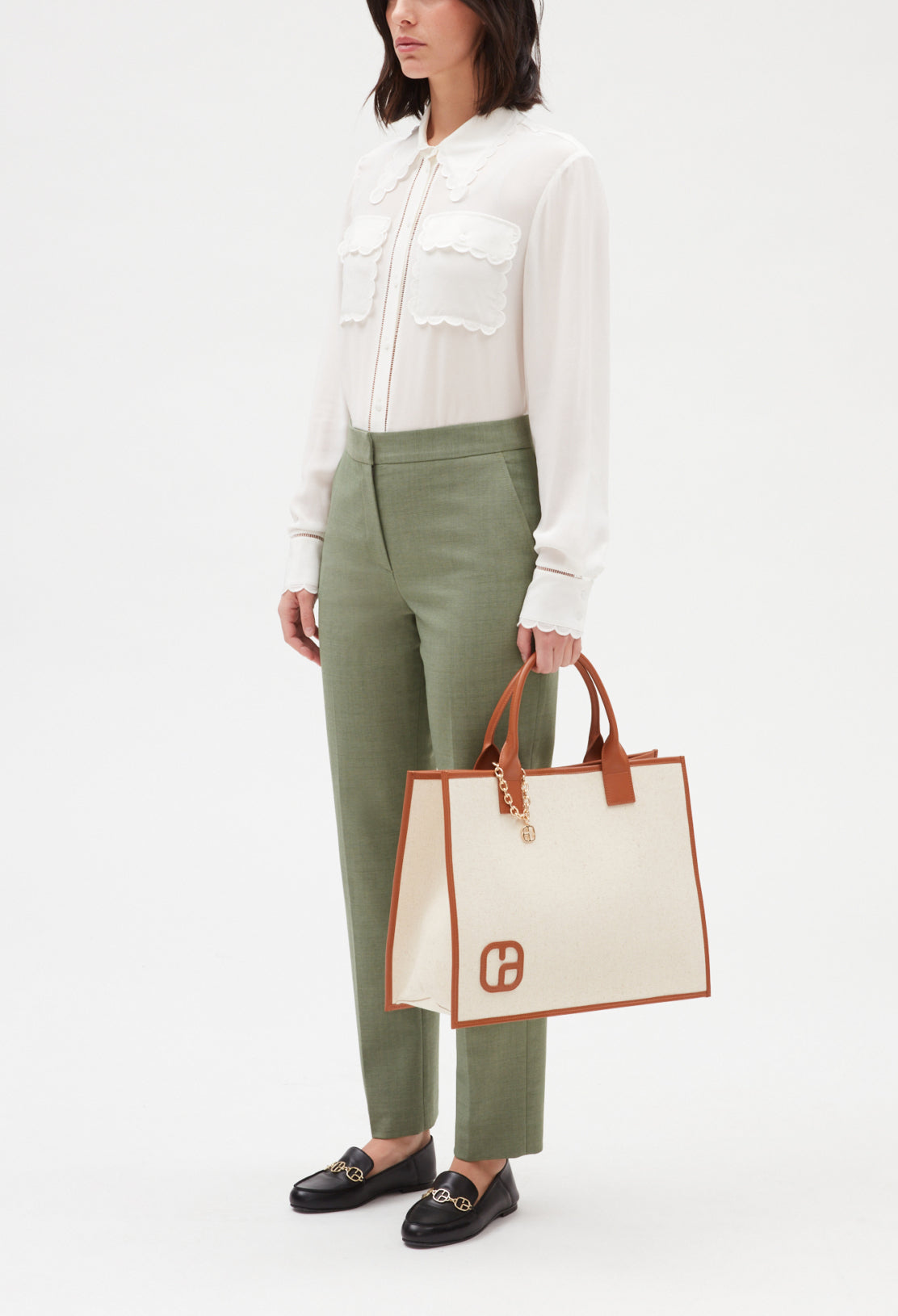 Pantalon tailleur kaki Faume - seconde main