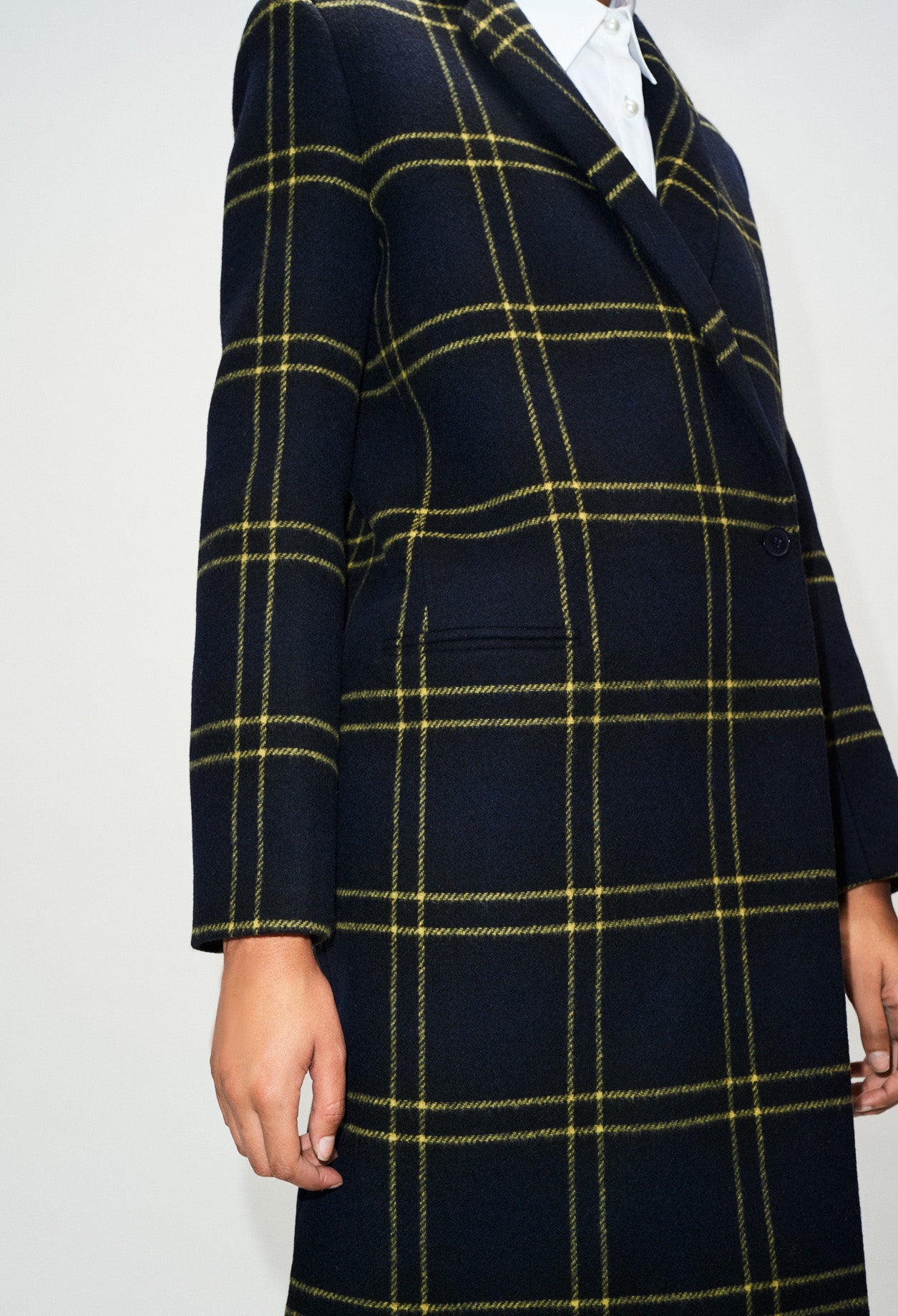 Manteau long détail carreaux Faume - seconde main