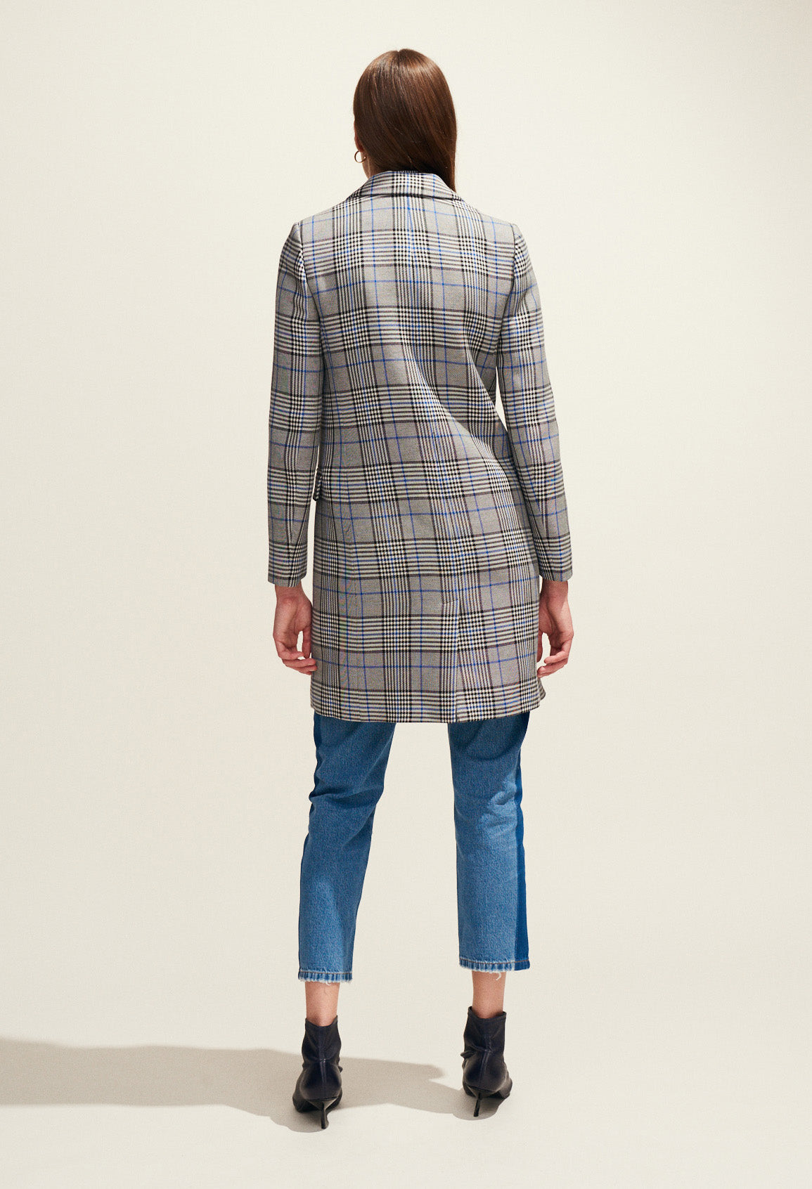 Manteau long croisé en princes de galles Faume - seconde main