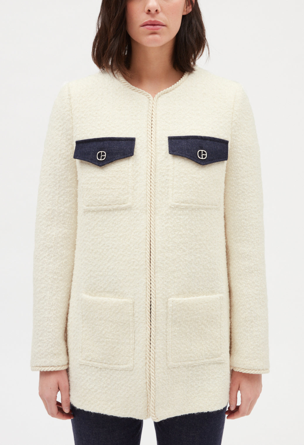 Veste tweed manches longues beige Faume - seconde main