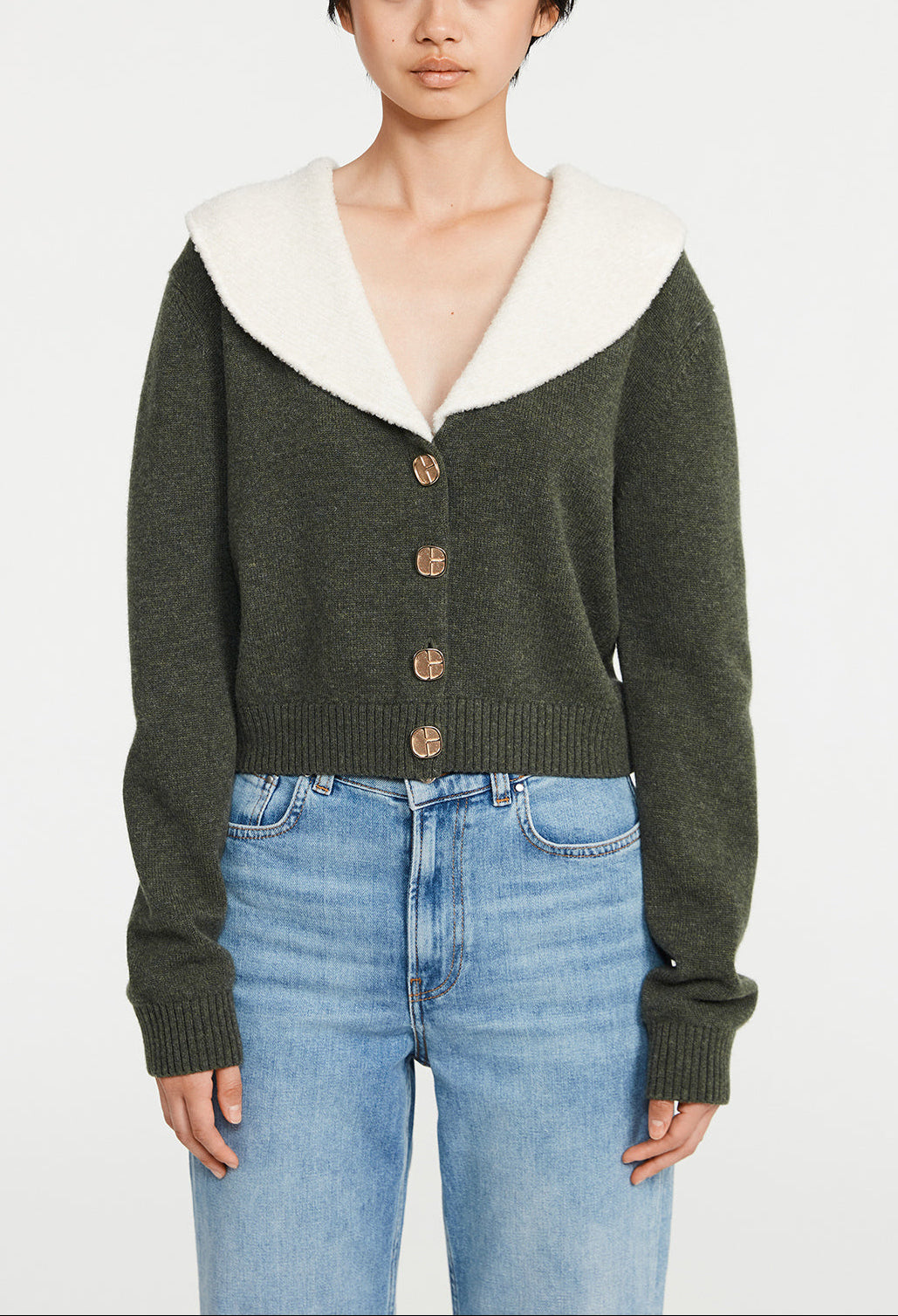 Cardigan maille à col claudine Faume - seconde main