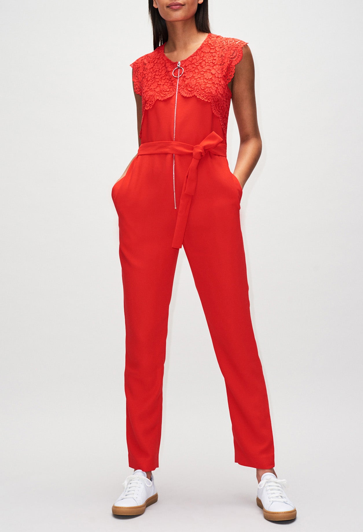 Combinaison zippée à détail dentelle Faume - seconde main