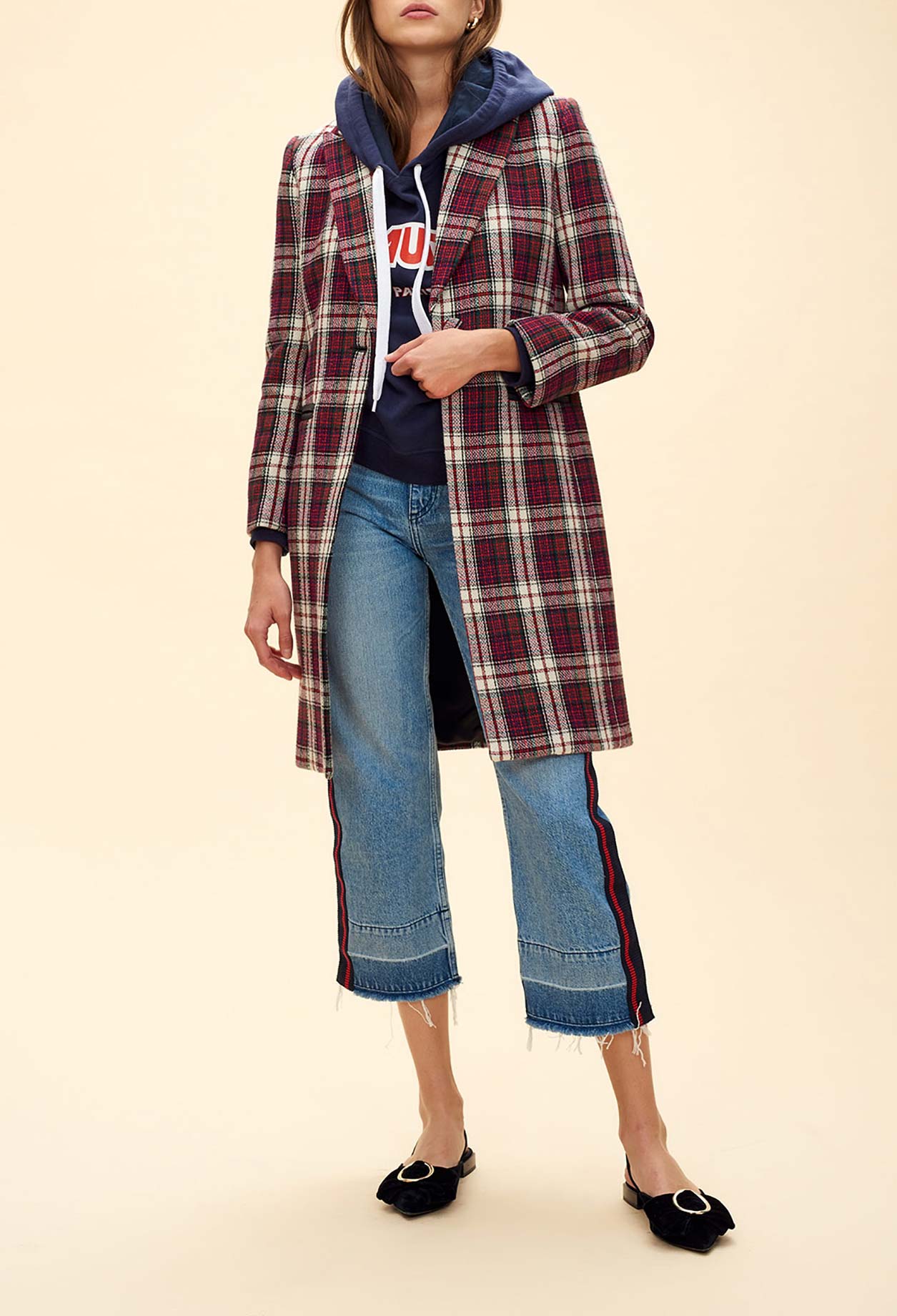 Manteau en laine motif carreaux Faume - seconde main