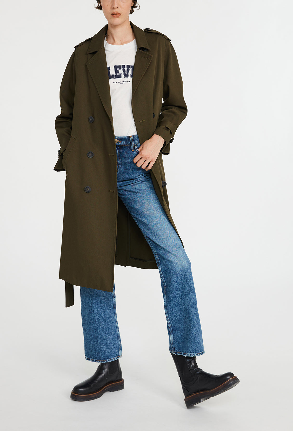 trench long kaki Faume - seconde main