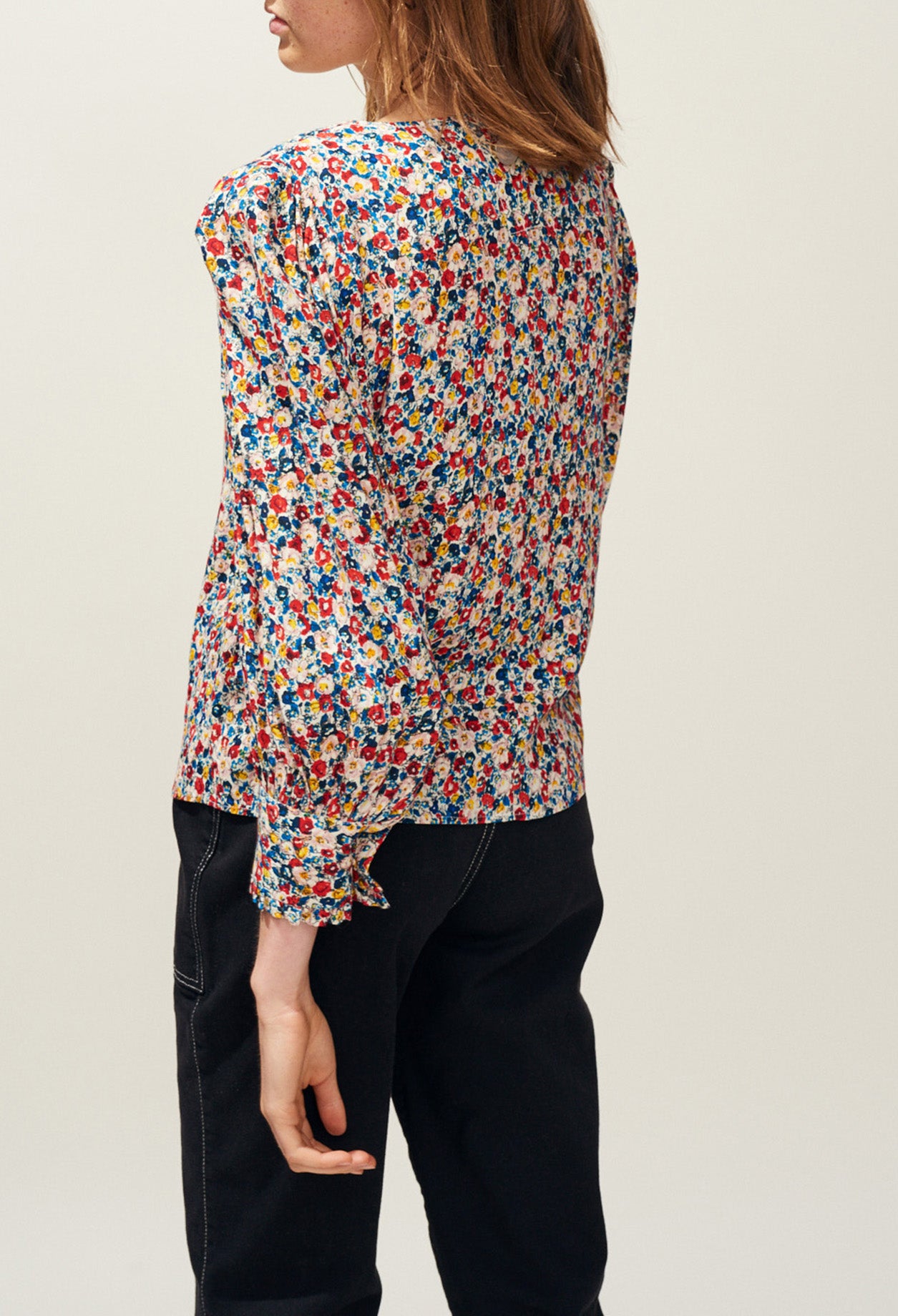 Top imprimé fleuri manches bouffantes Faume - seconde main