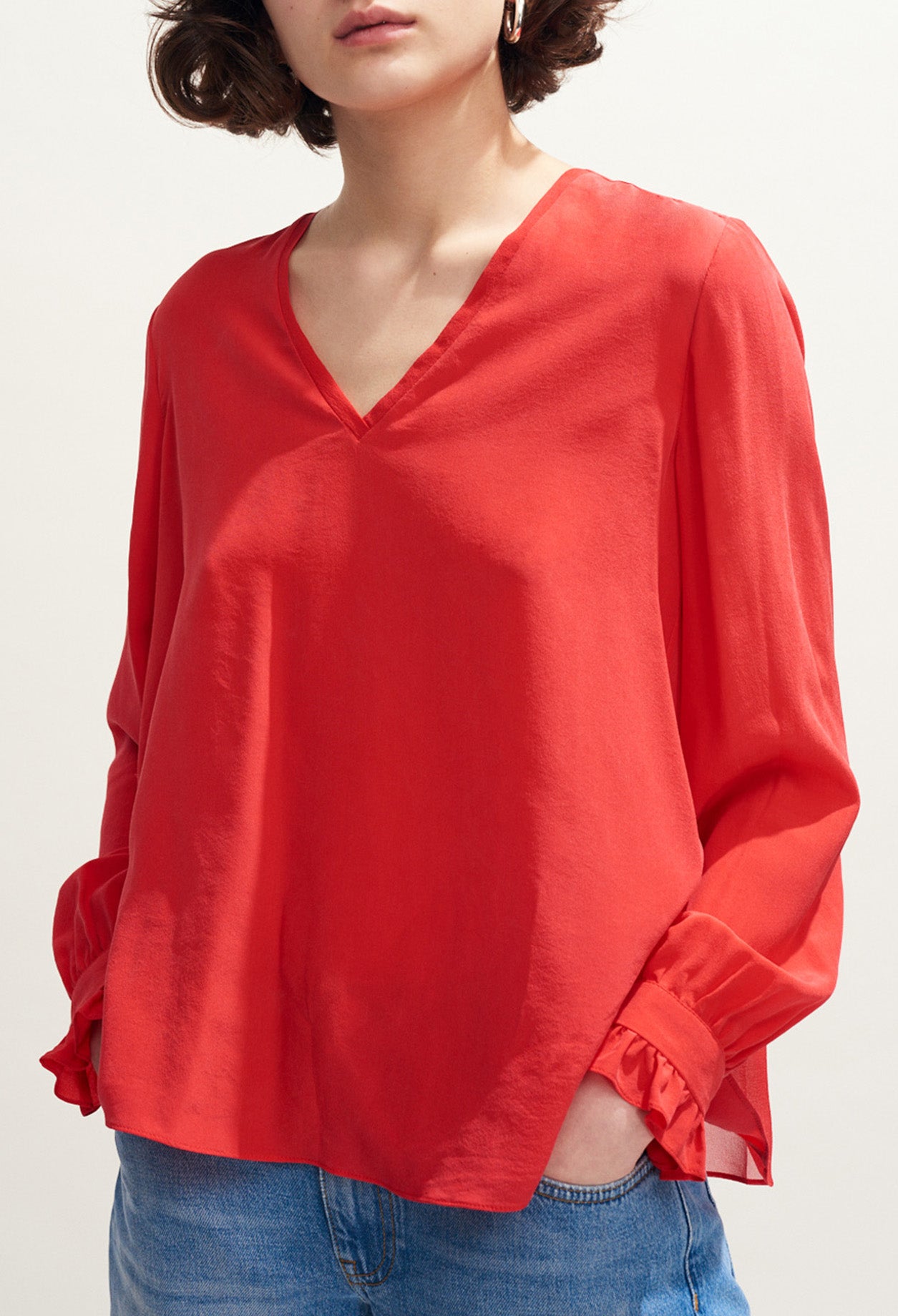 Top fluide col V dos plissé uni Faume - seconde main