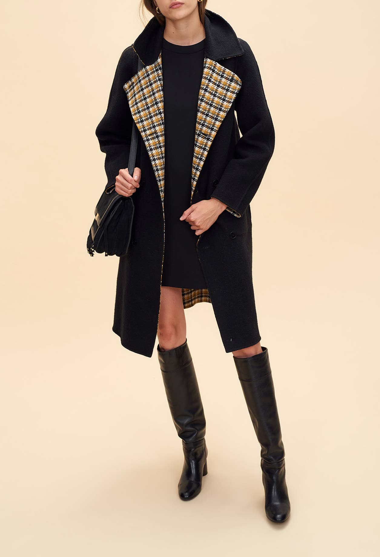 Mantau lain doubl fac motif carraux Faume - seconde main