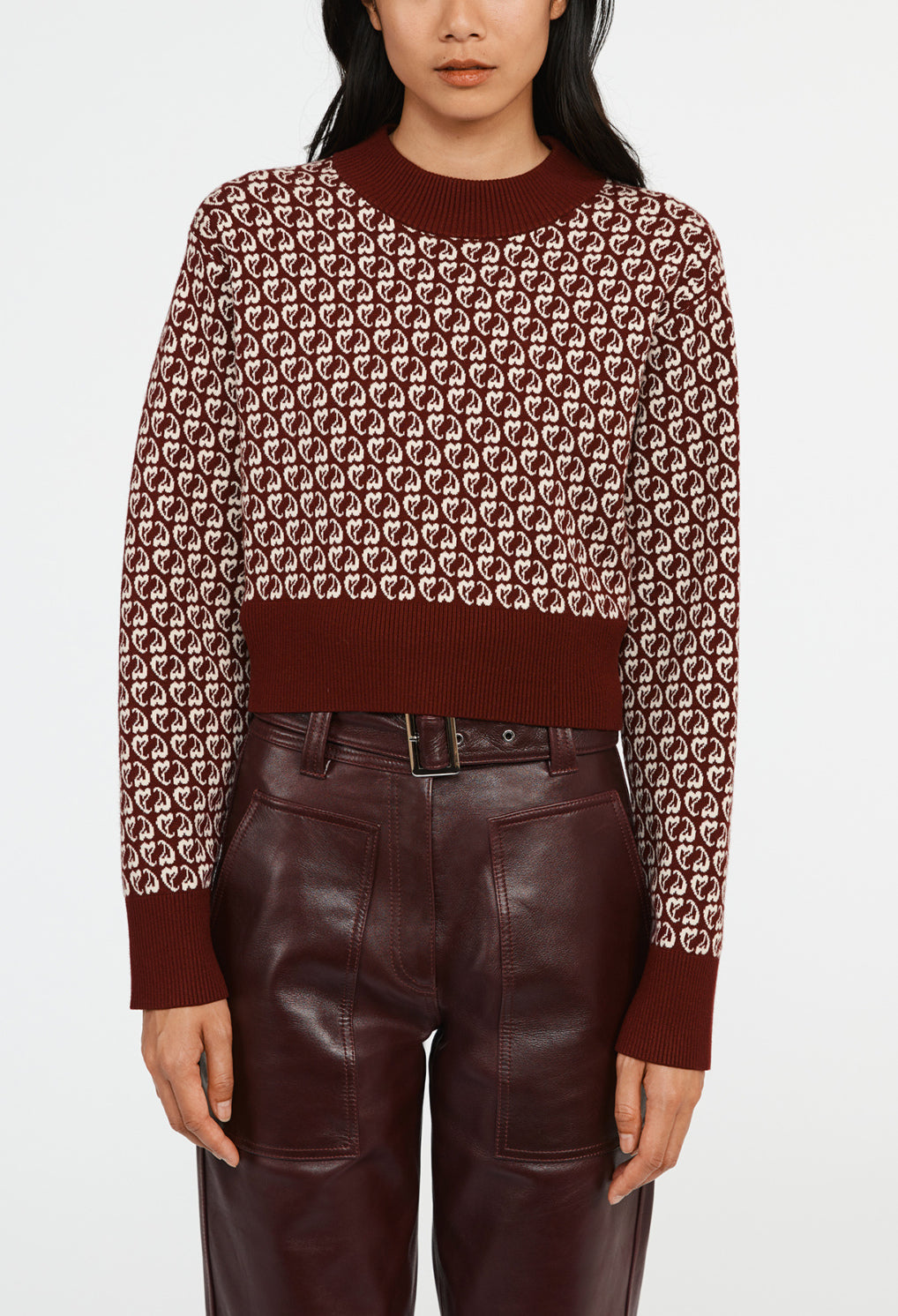 Pull bicolore maille imprimé coeur Faume - seconde main