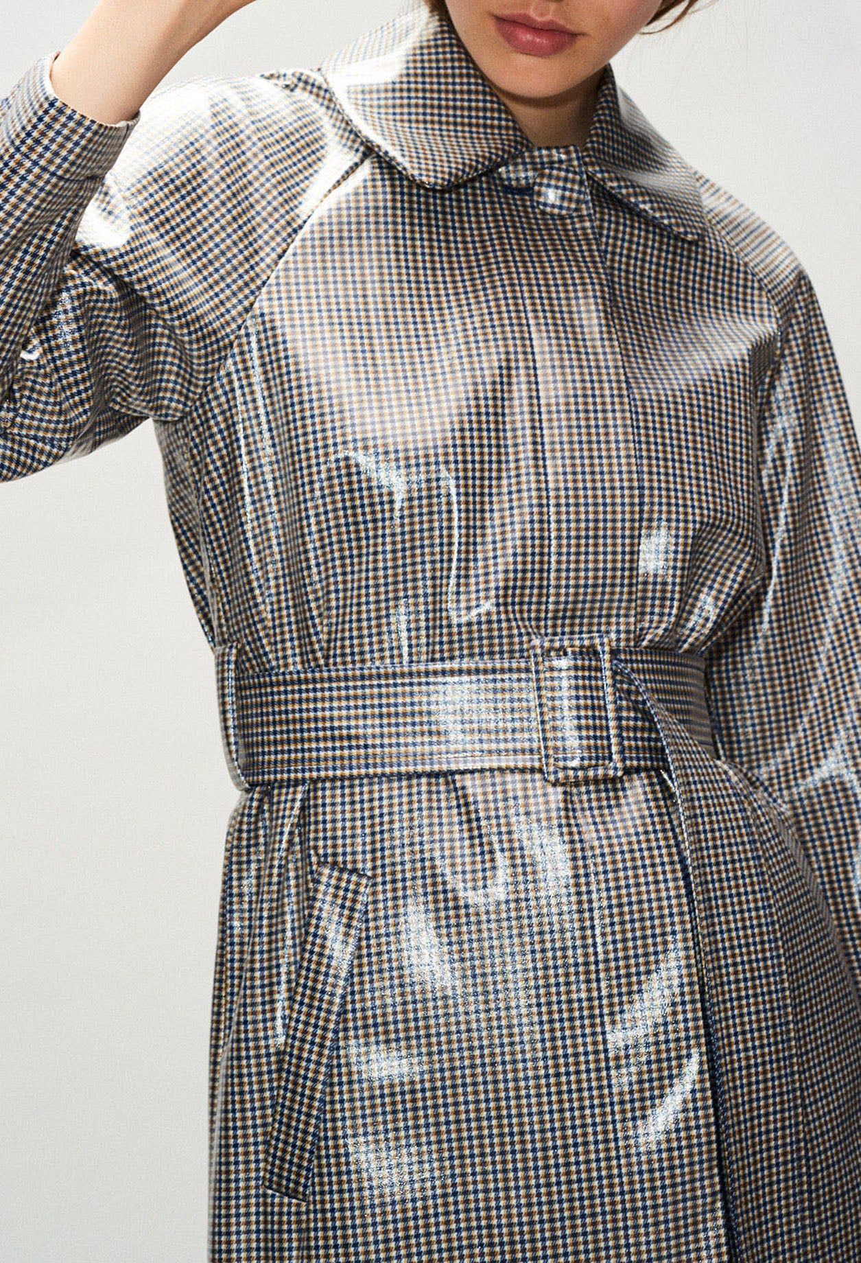 Manteau imperméable ceinturé à carreaux Faume - seconde main