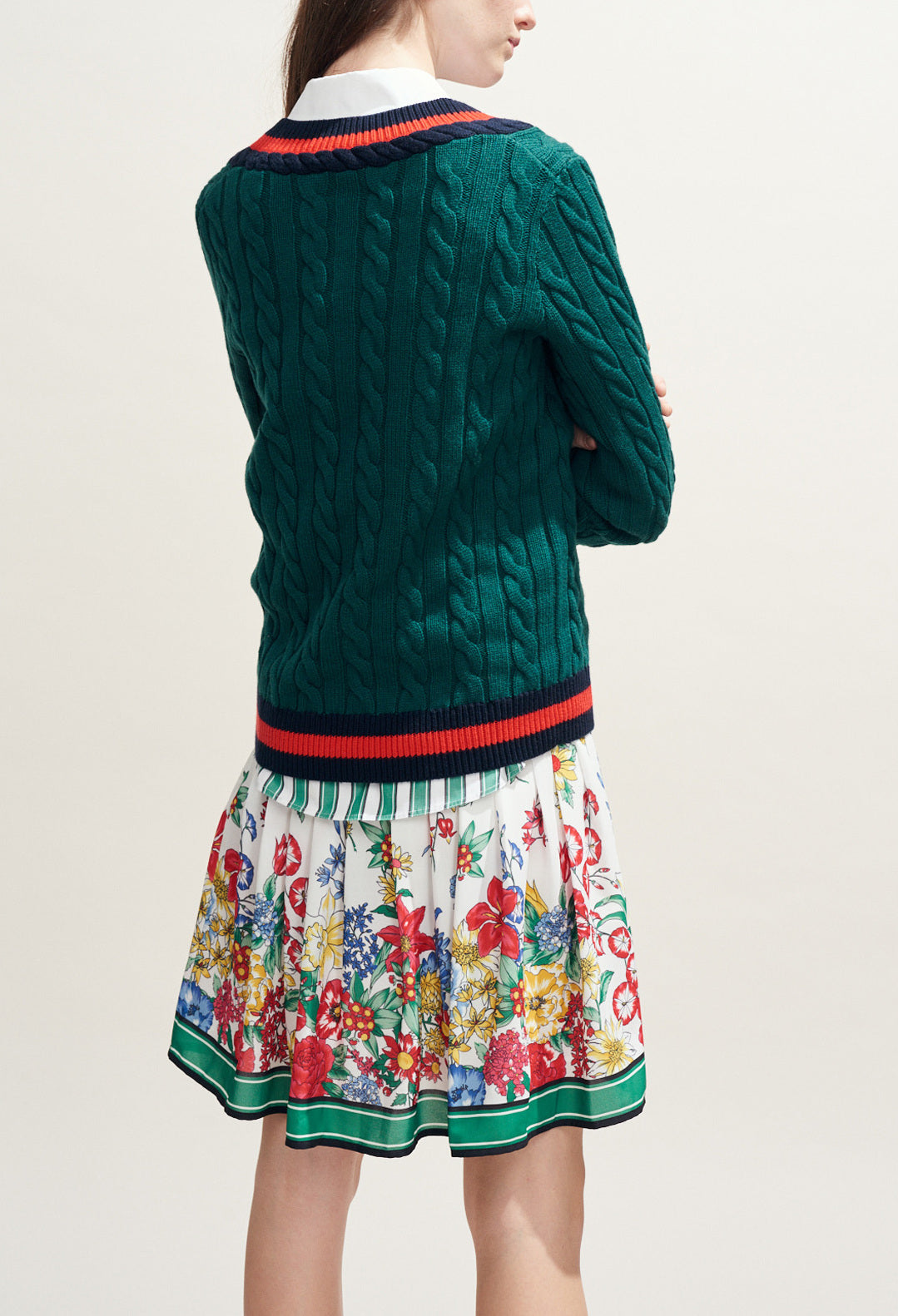 Pull col V en maille torsadée Faume - seconde main