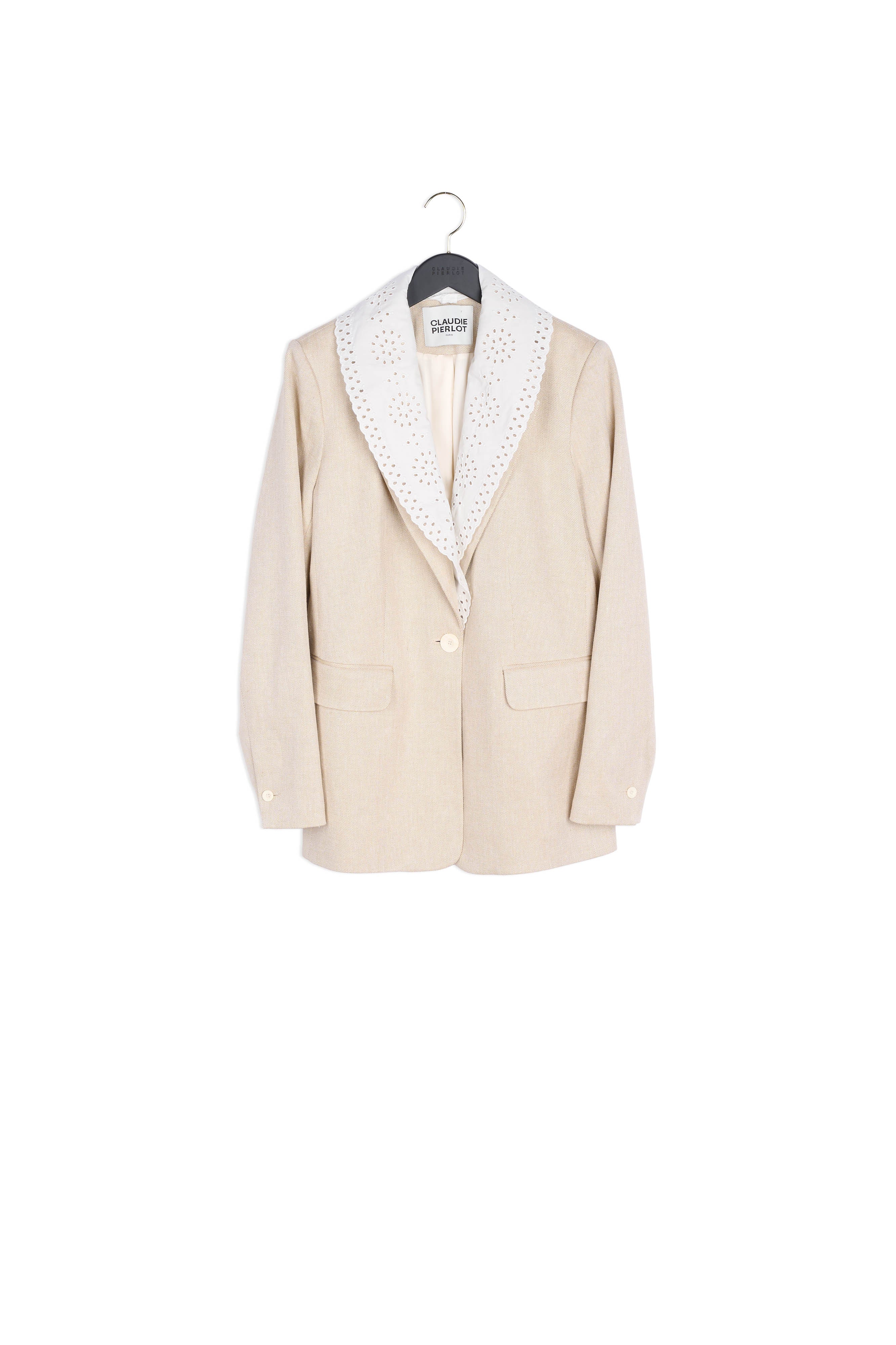 Veste beige tailleur à col Faume - seconde main
