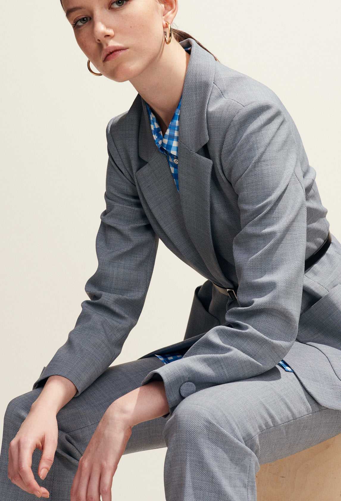 Veste tailleur gris chiné Faume - seconde main