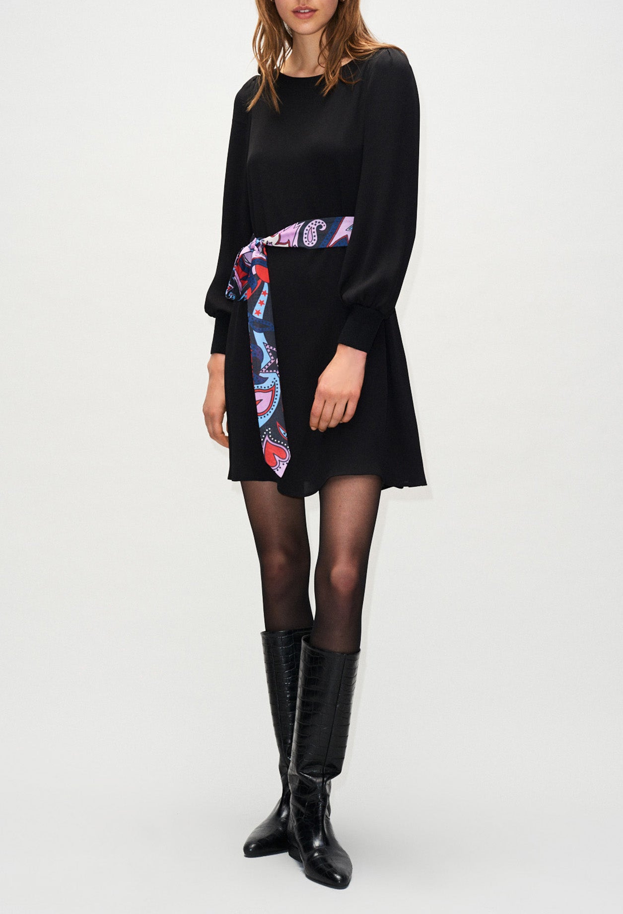 Robe fluide à ceinture foulard imprimé Faume - seconde main