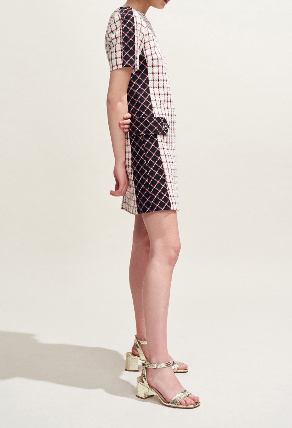 Robe droite en tweed à carreaux Faume - seconde main