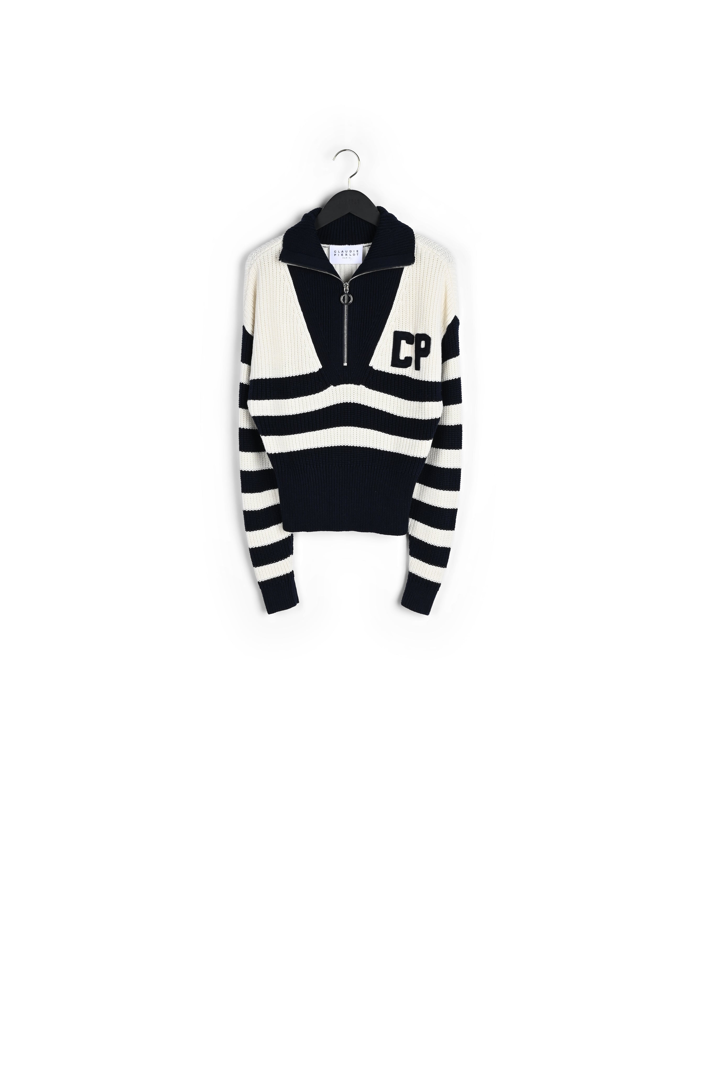 Pull rayé col montant zippé Faume - seconde main