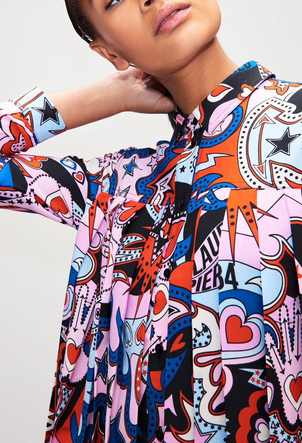 Robe chemise plissée imprimée foulard Faume - seconde main