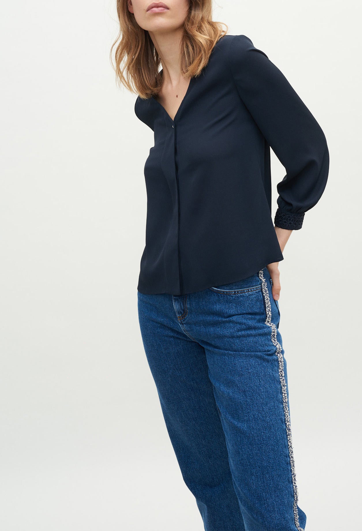 Blouse aux poignets brodés Faume - seconde main