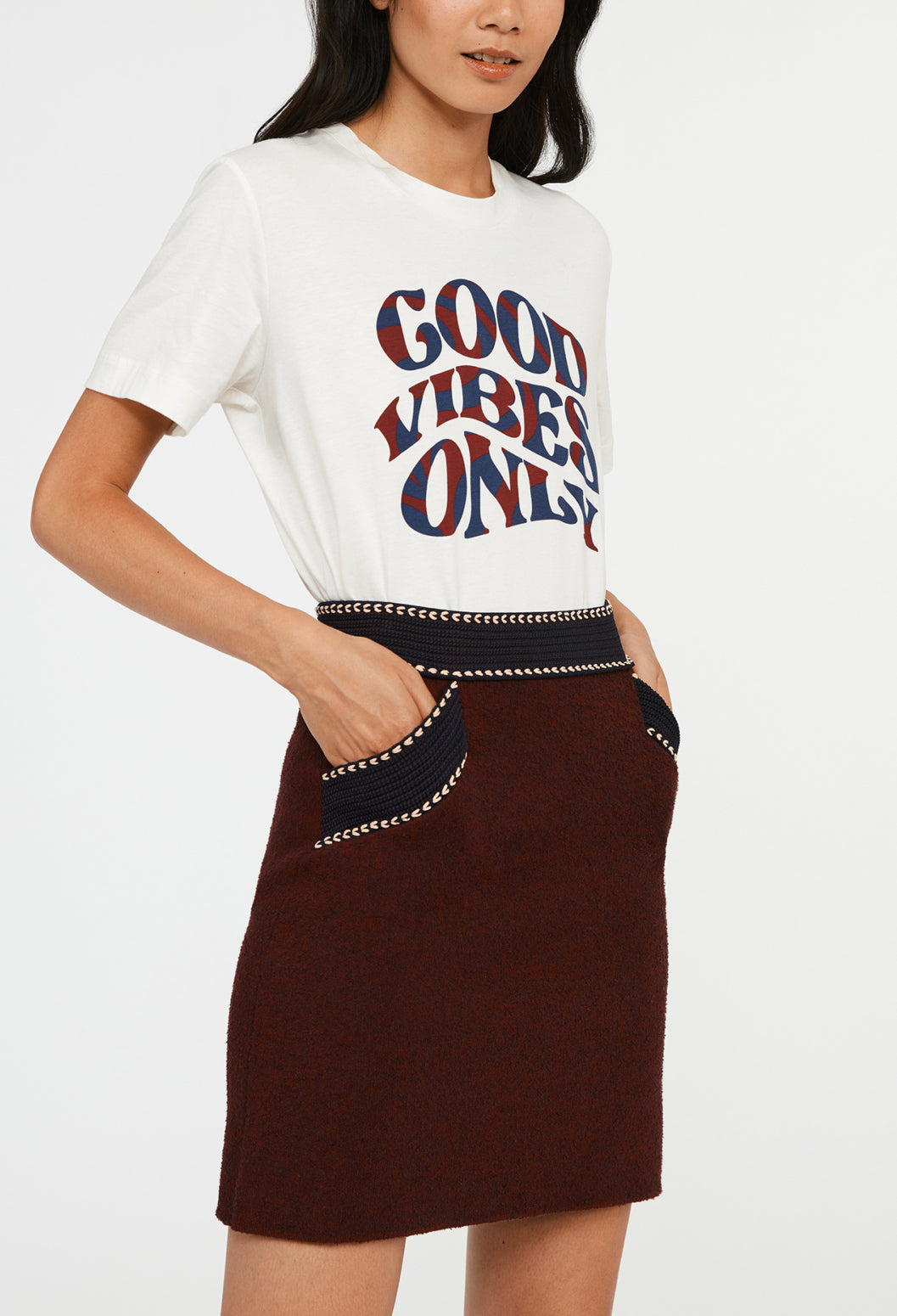 Jupe maille droite contrasté Faume - seconde main