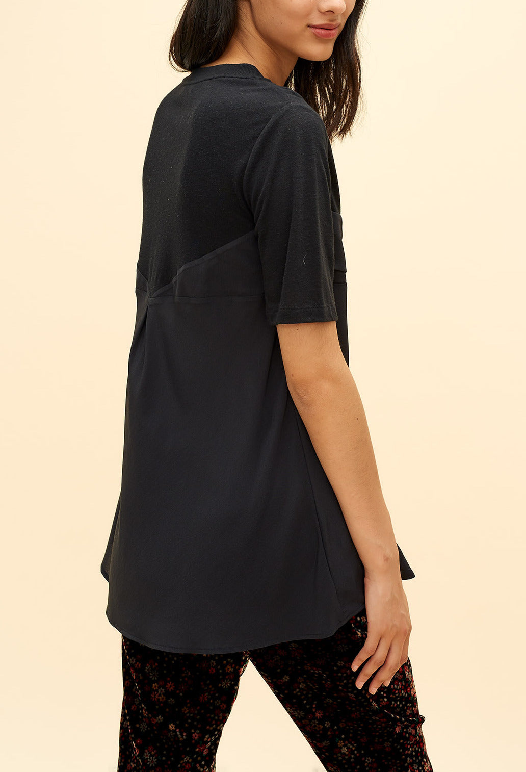 T-shirt évasé bi-matière Faume - seconde main