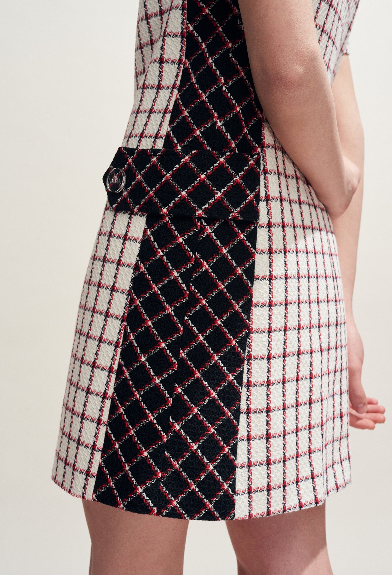 Robe droite en tweed à carreaux Faume - seconde main