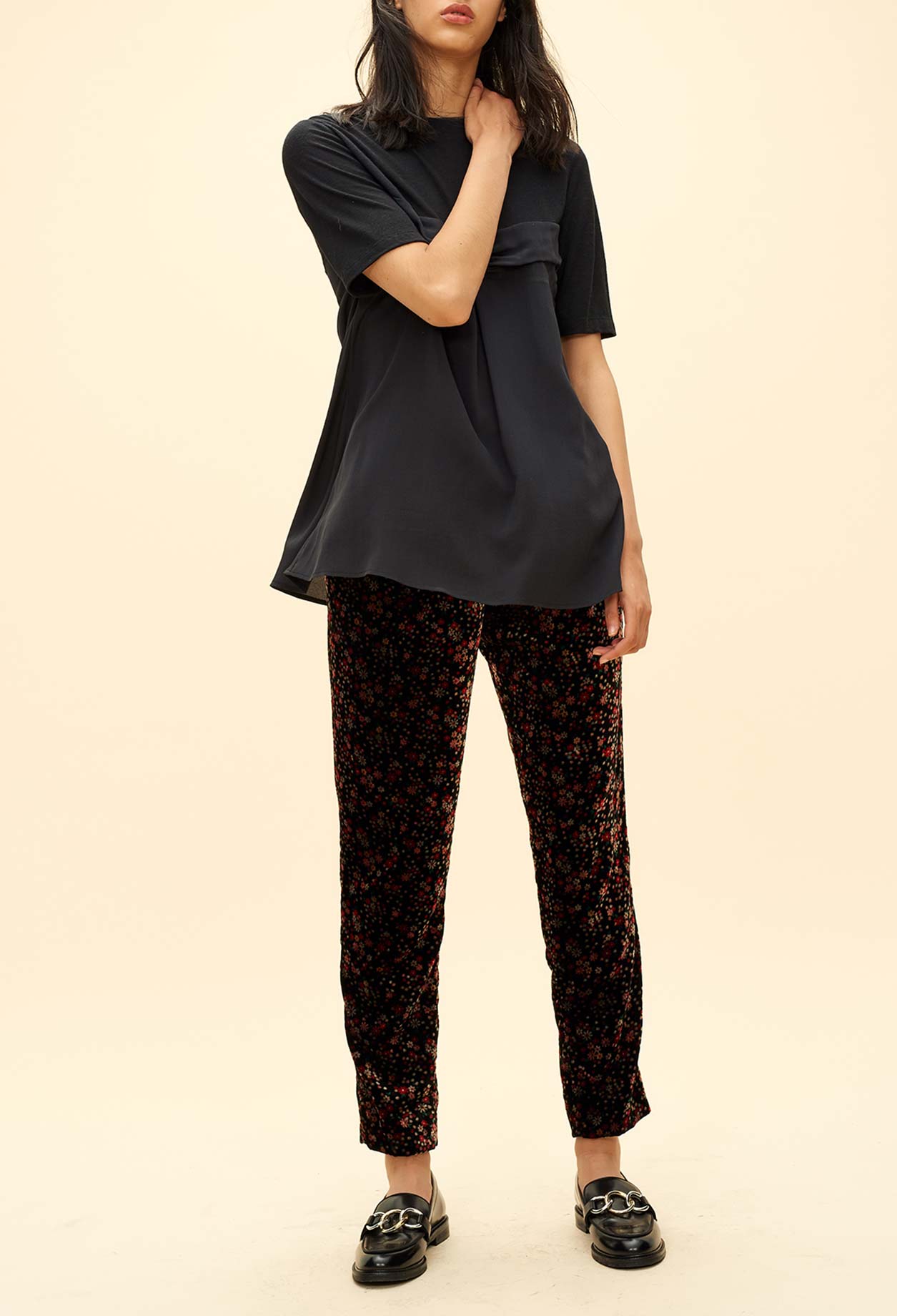 T-shirt évasé bi-matière Faume - seconde main