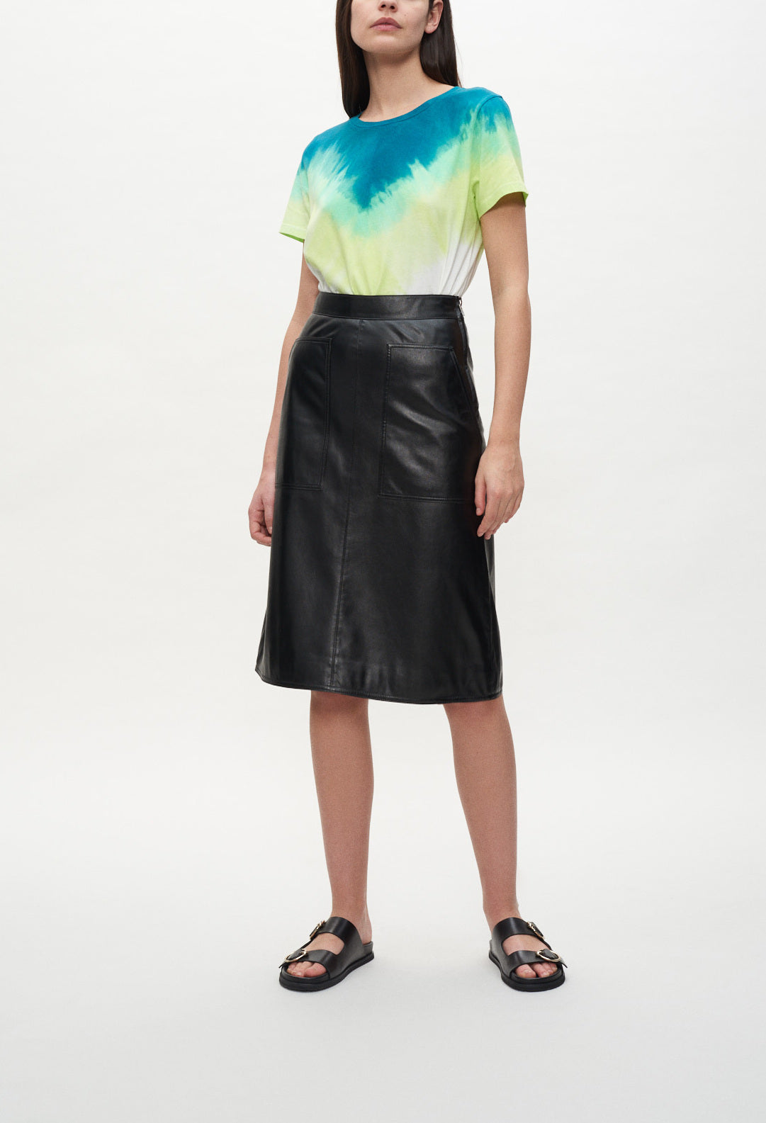 Jupe midi en cuir Faume - seconde main