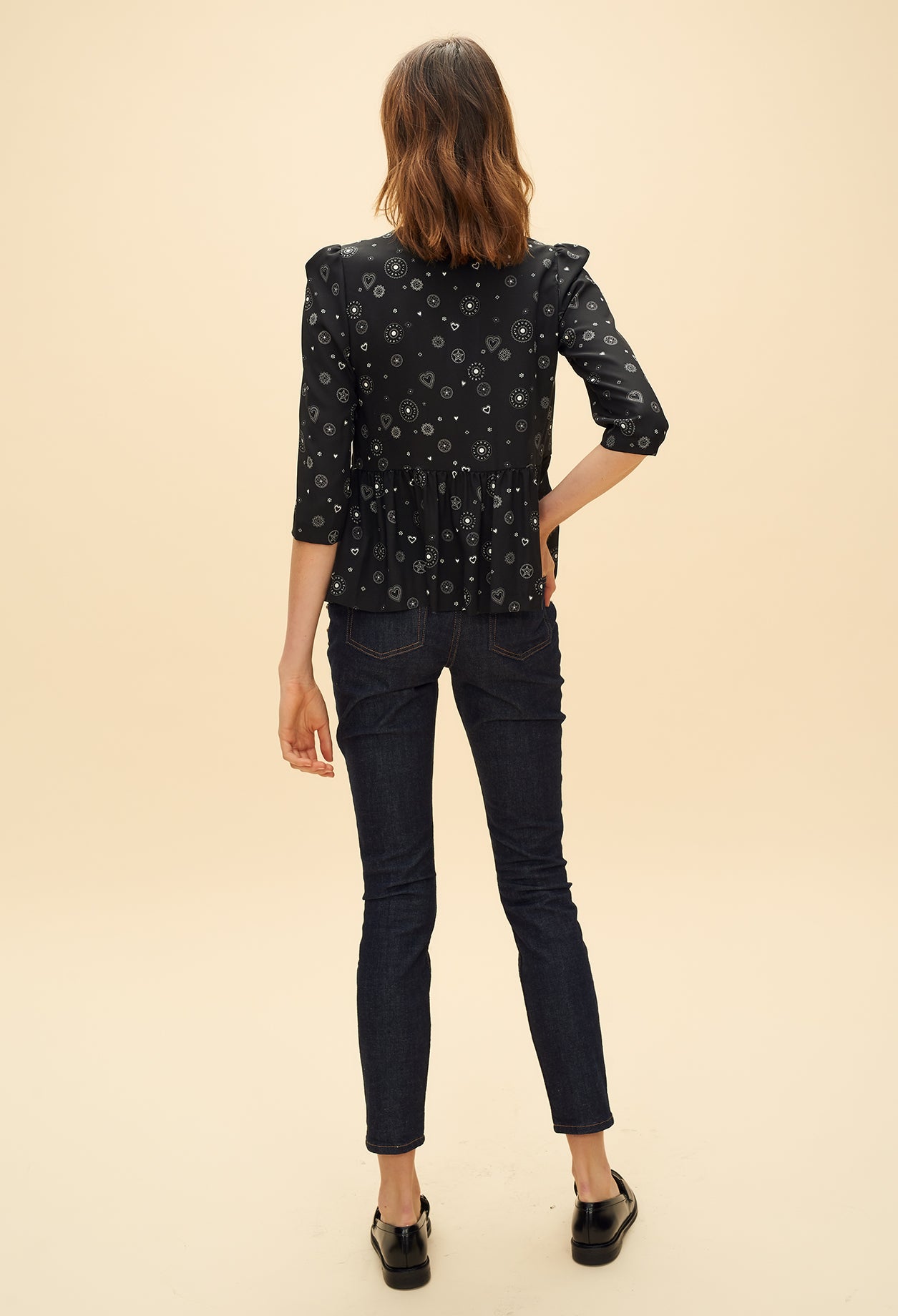 Top en soie imprimé col V Faume - seconde main