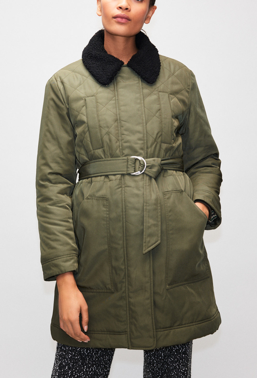 Parka matelassée type barbour kaki Faume - seconde main