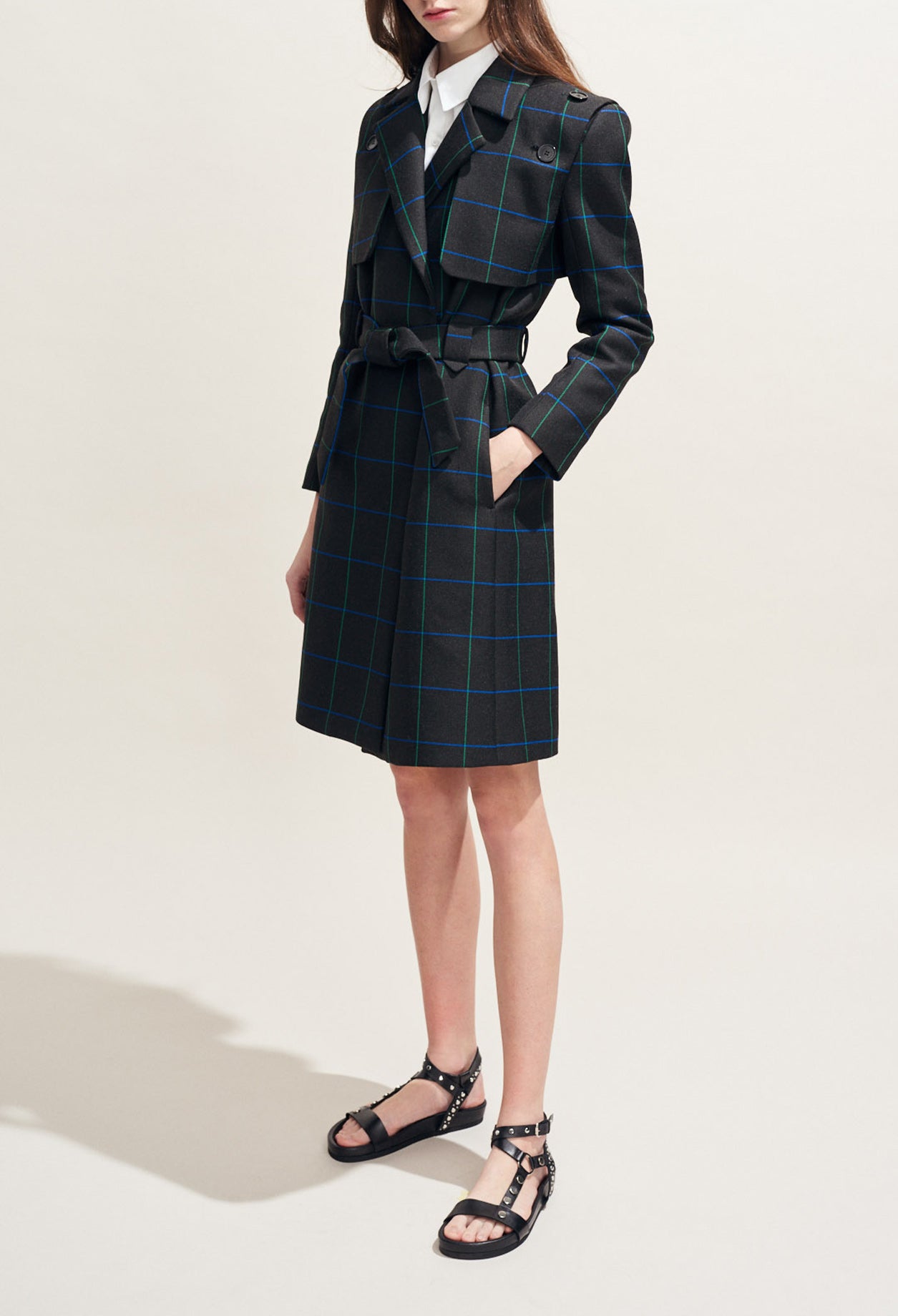 Trench à carreaux fenêtre Faume - seconde main