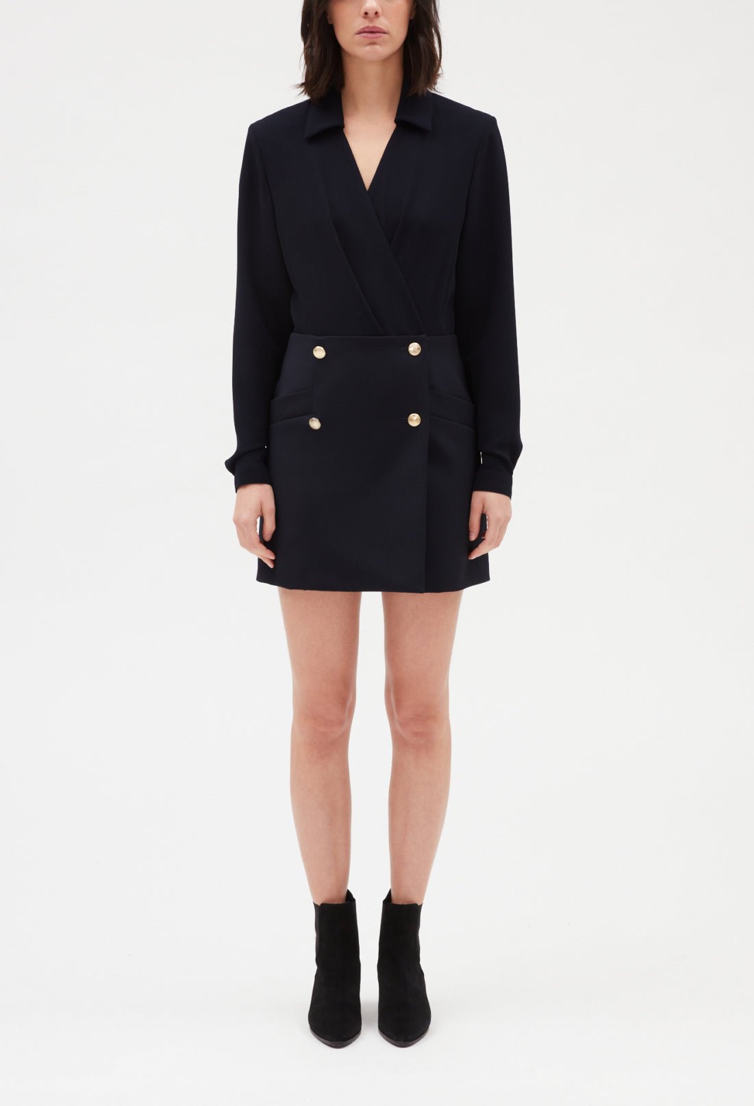 Robe courte bimatière marine Faume - seconde main