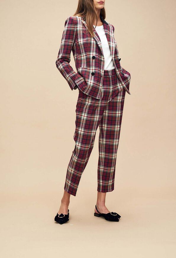 Veste tailleur croisée motif carreaux Faume - seconde main