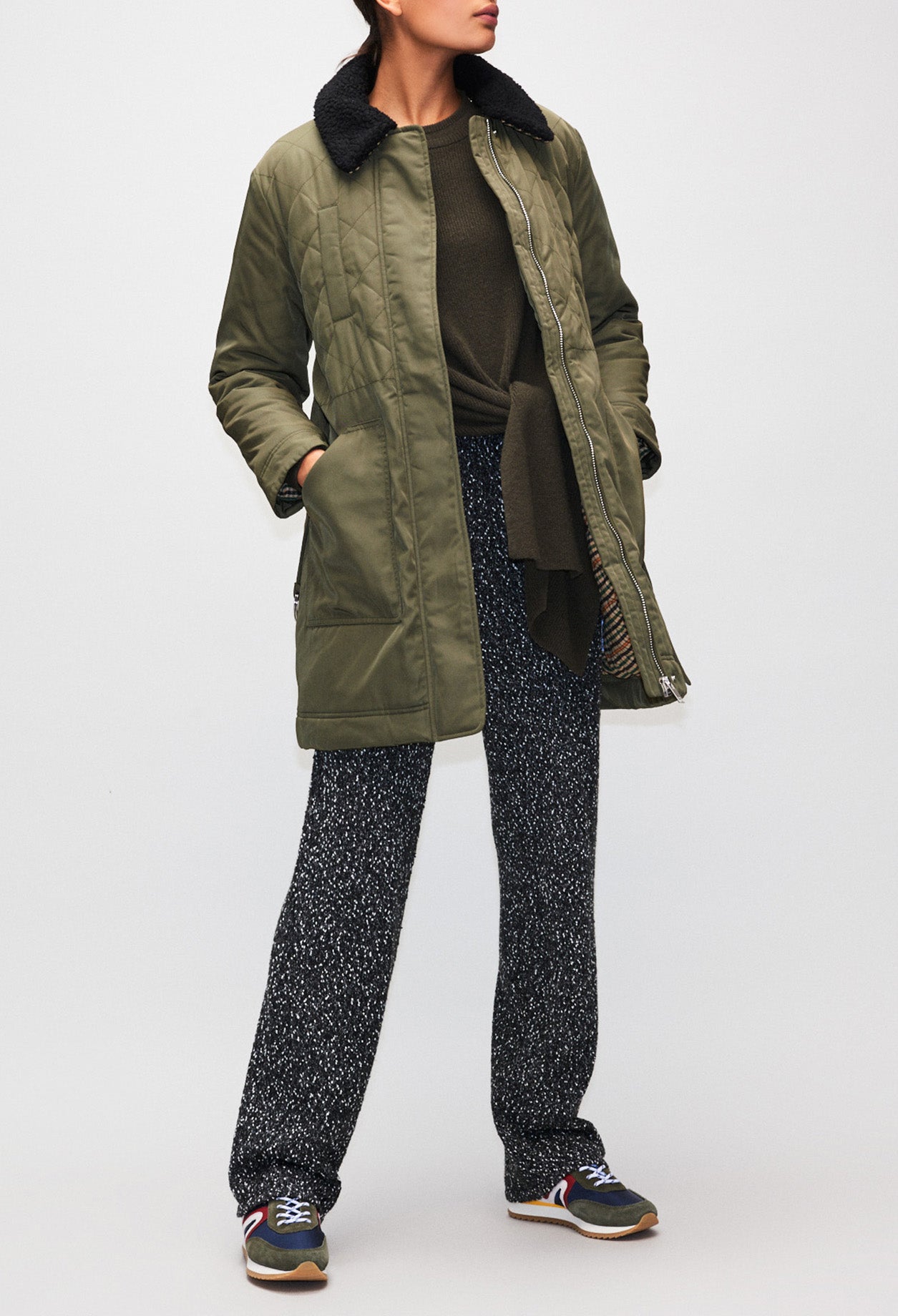 Parka matelassée type barbour kaki Faume - seconde main