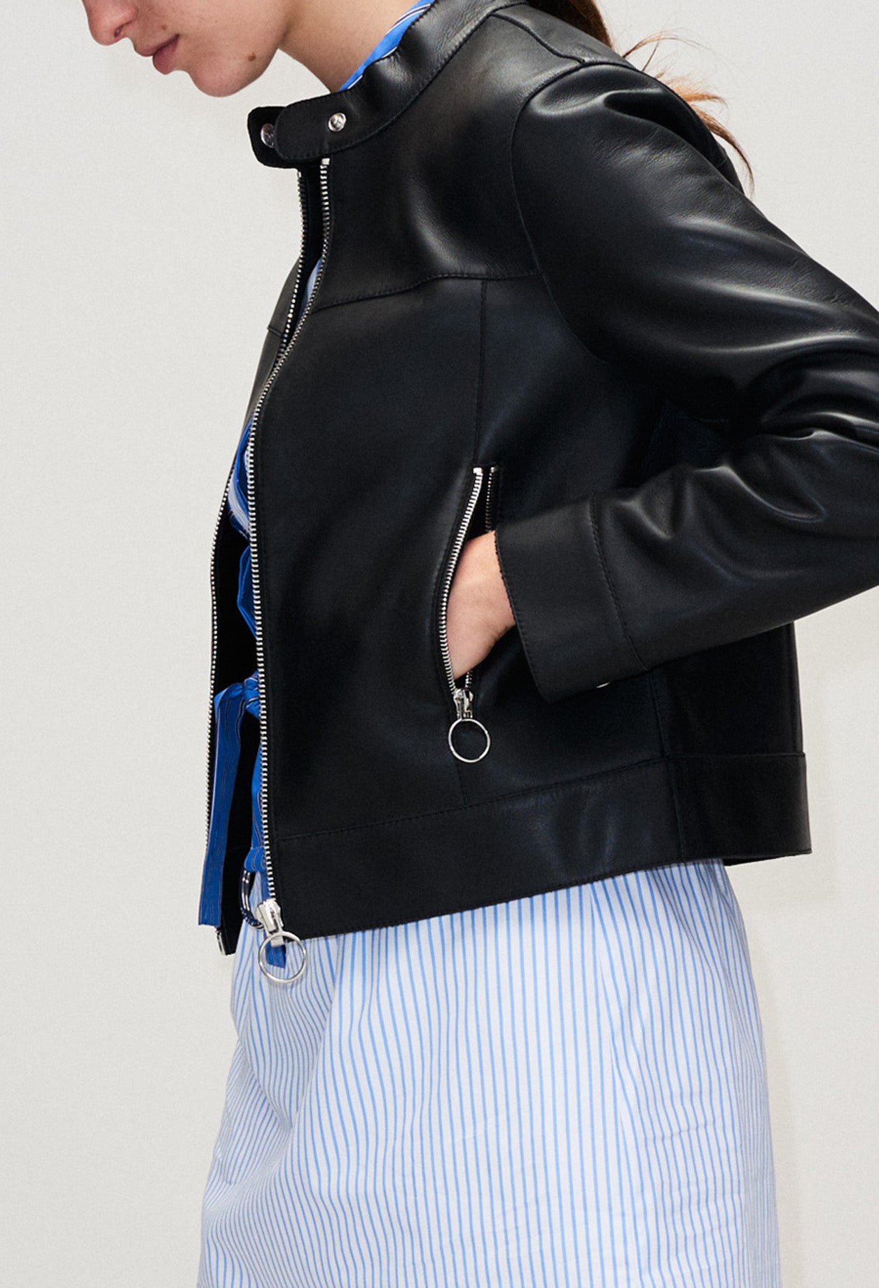 Blouson cuir col montant Faume - seconde main