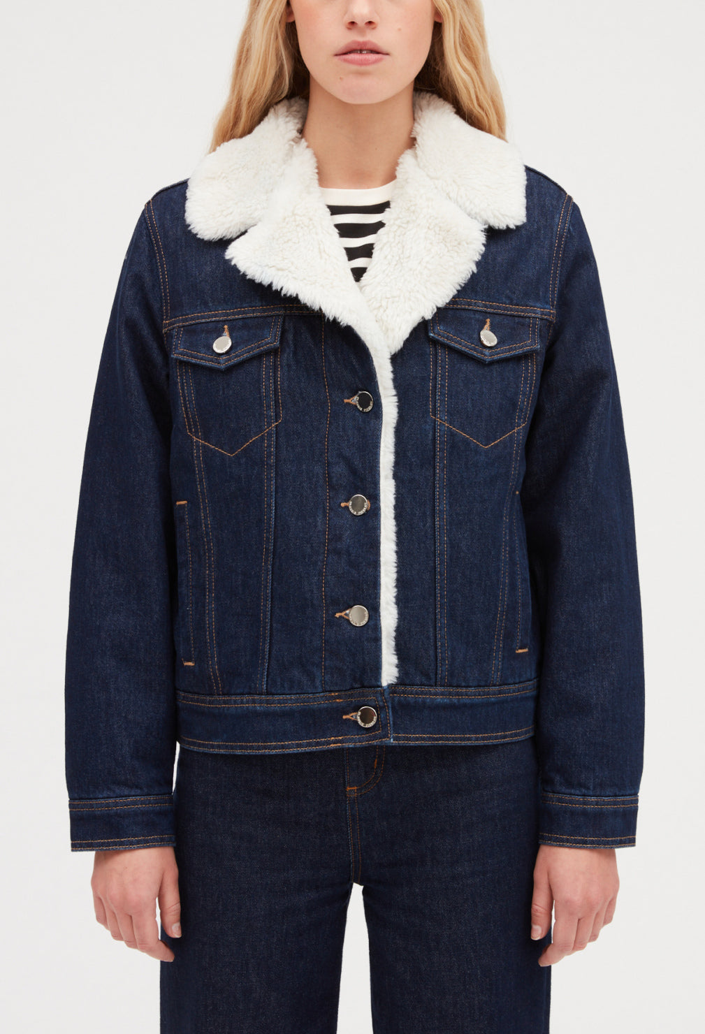 Blouson jean doublé fausse fourrure Faume - seconde main