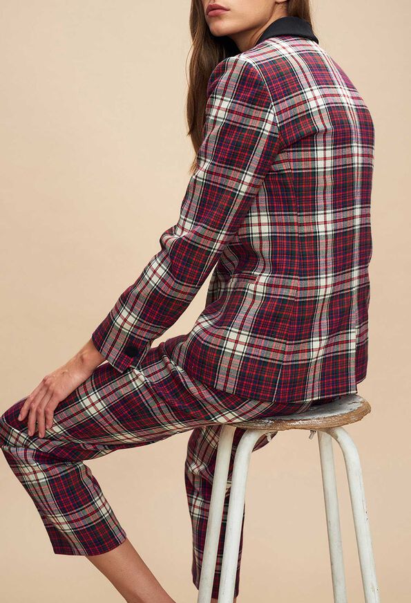 Veste tailleur croisée motif carreaux Faume - seconde main