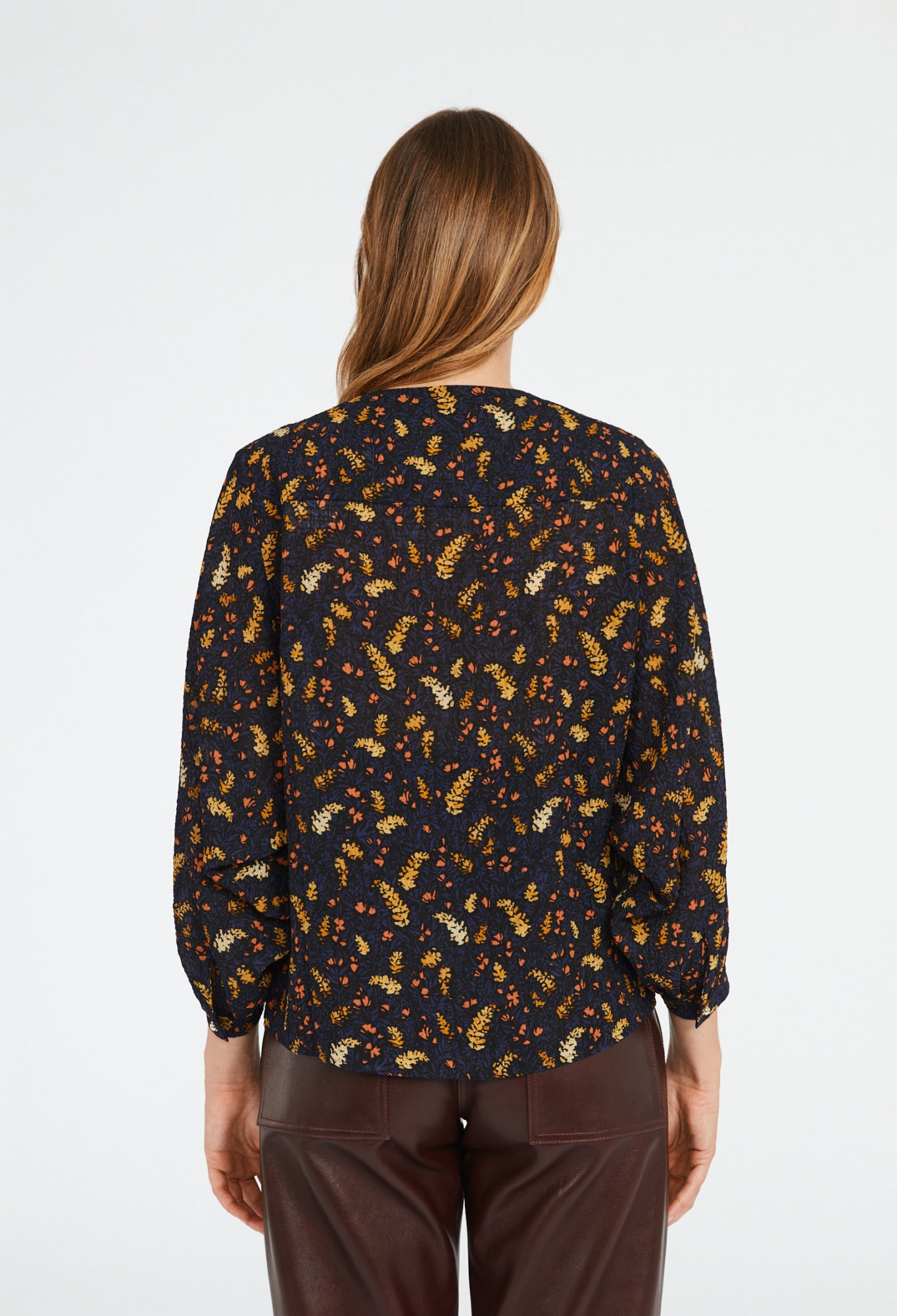 Chemisier imprimé feuilles Faume - seconde main