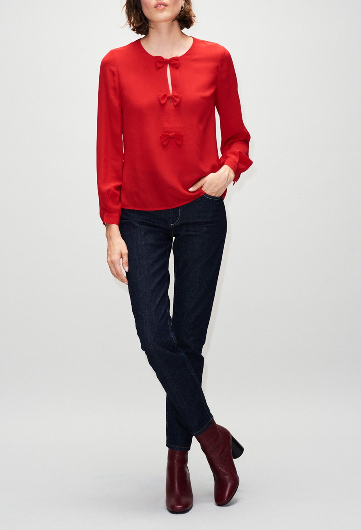 Blouse en soie détail de nœuds Faume - seconde main