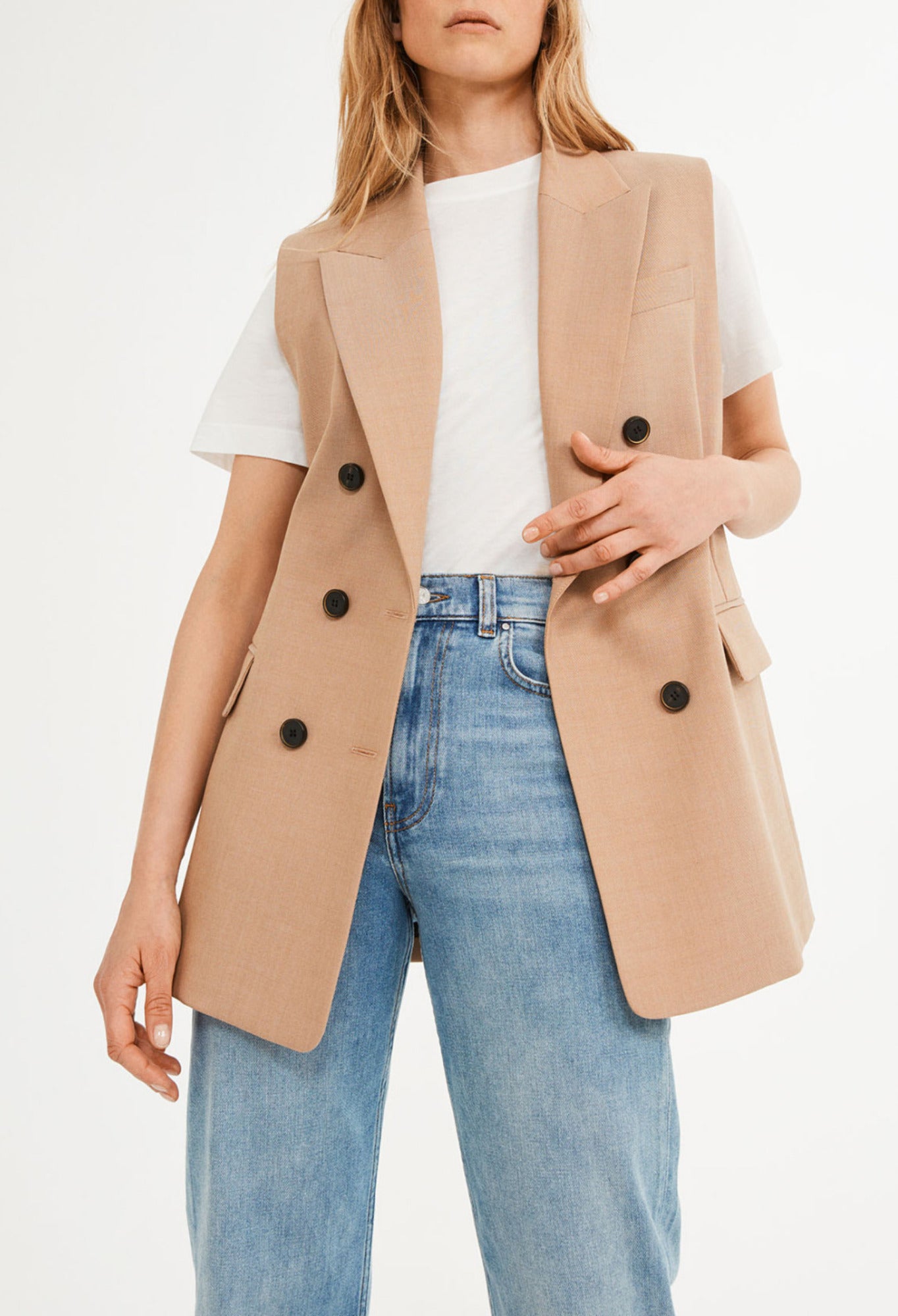 Veste sans manchs n lain traçabl Faume - seconde main