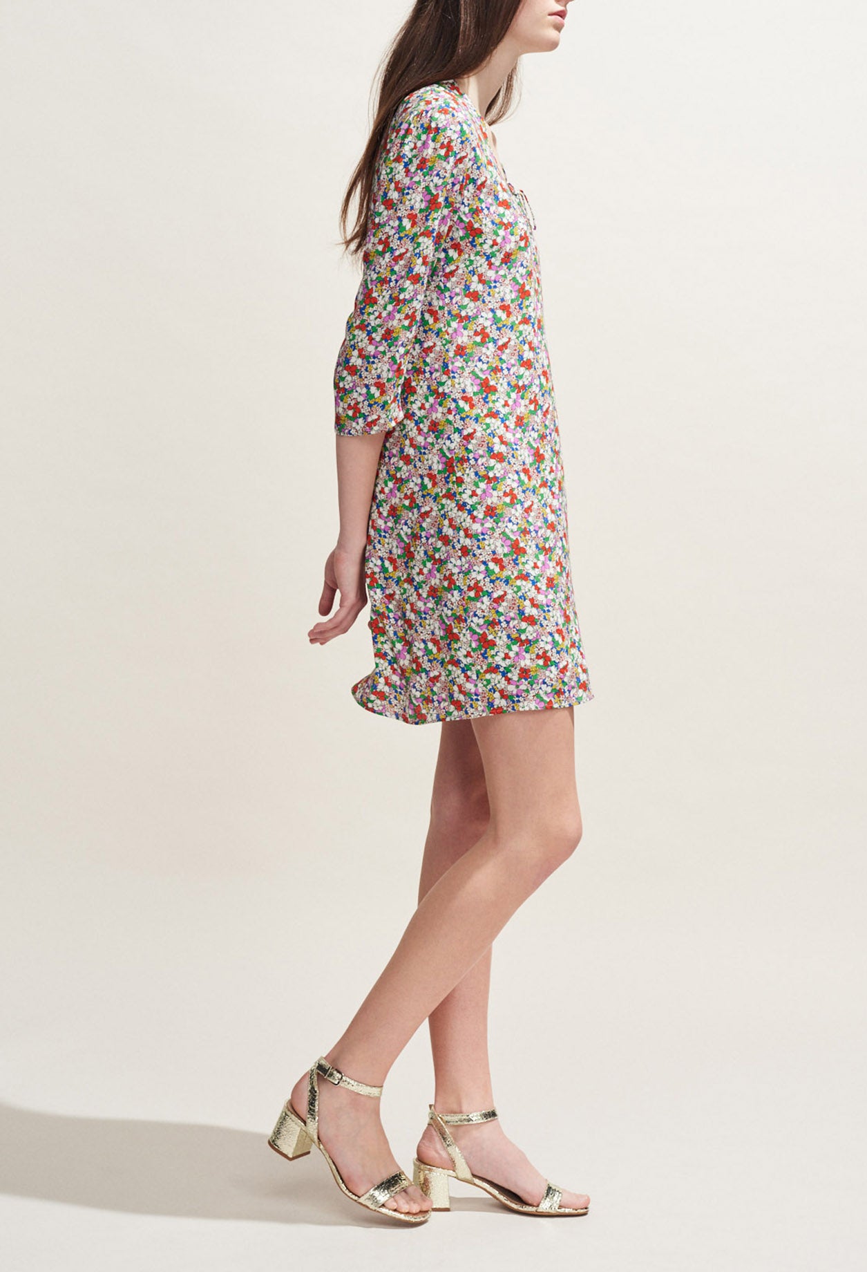 Robe fluide col V imprimé fleuri Faume - seconde main