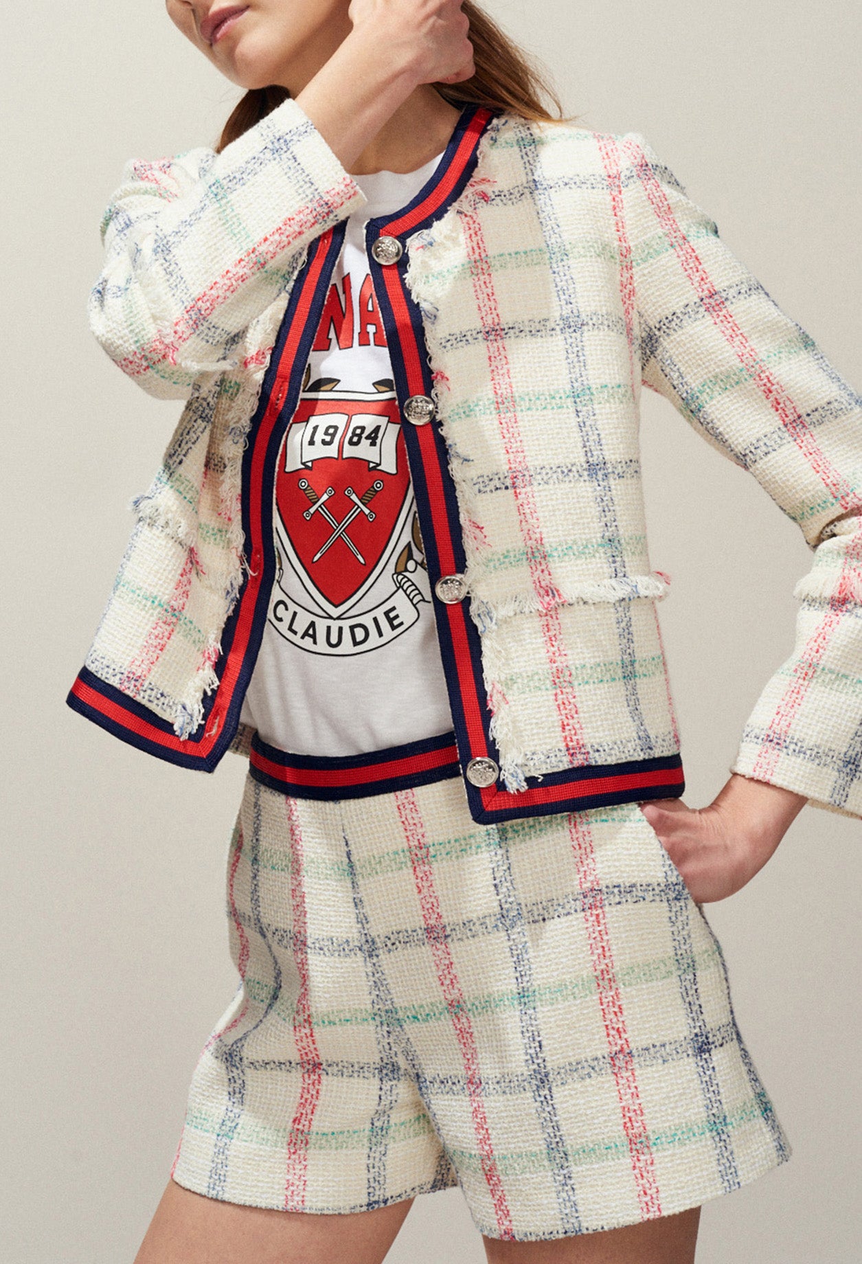 Veste en tweed à galon sporty Faume - seconde main