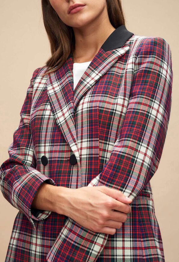 Veste tailleur croisée motif carreaux Faume - seconde main