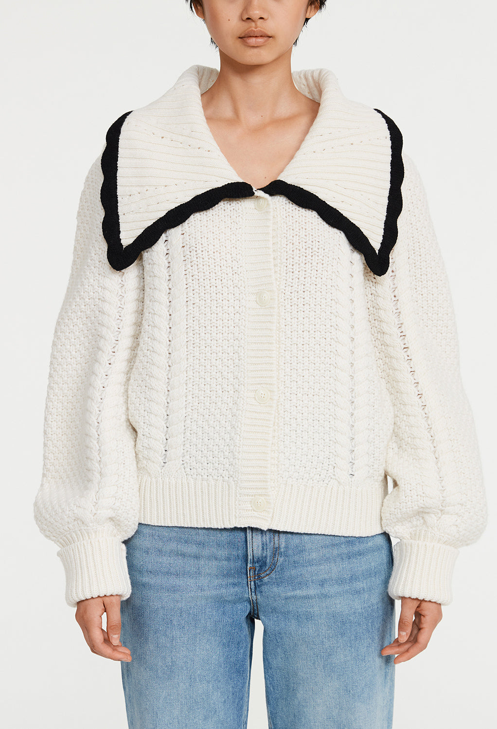 Cardigan bicolore col contrasté Faume - seconde main