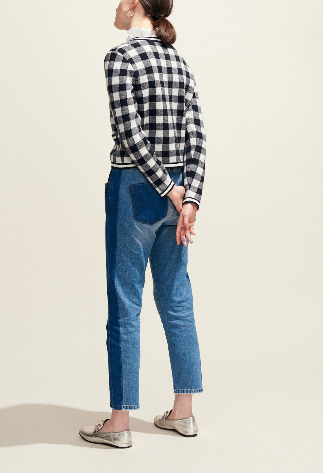 Cardigan court à carreaux vichy Faume - seconde main