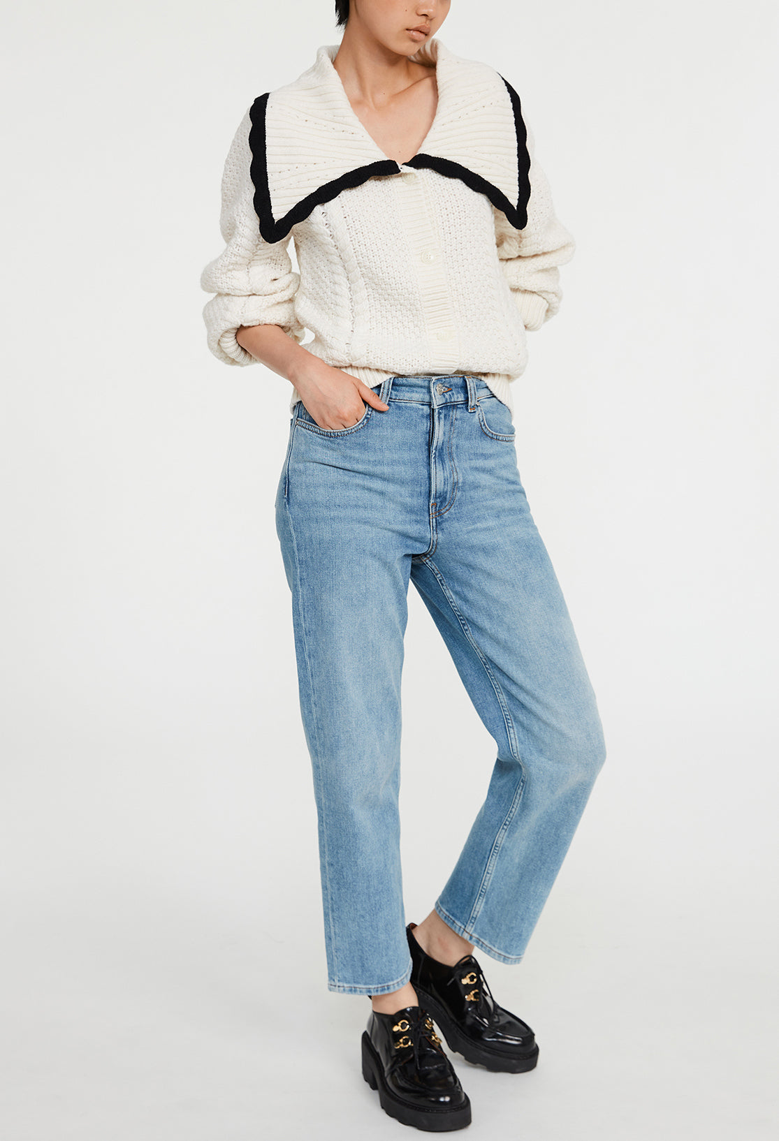 Cardigan bicolore col contrasté Faume - seconde main